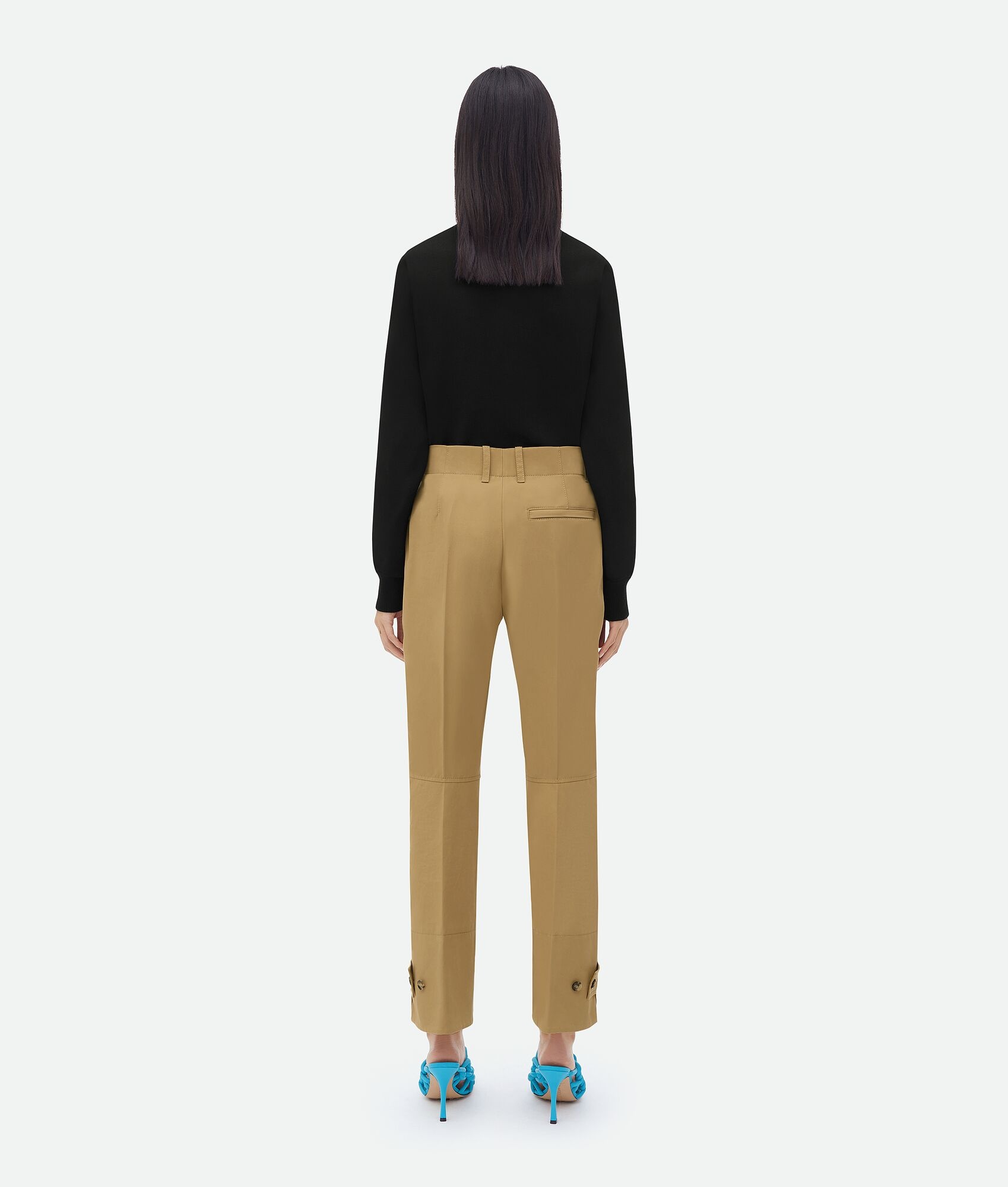 slim leg cotton twill pants - 3