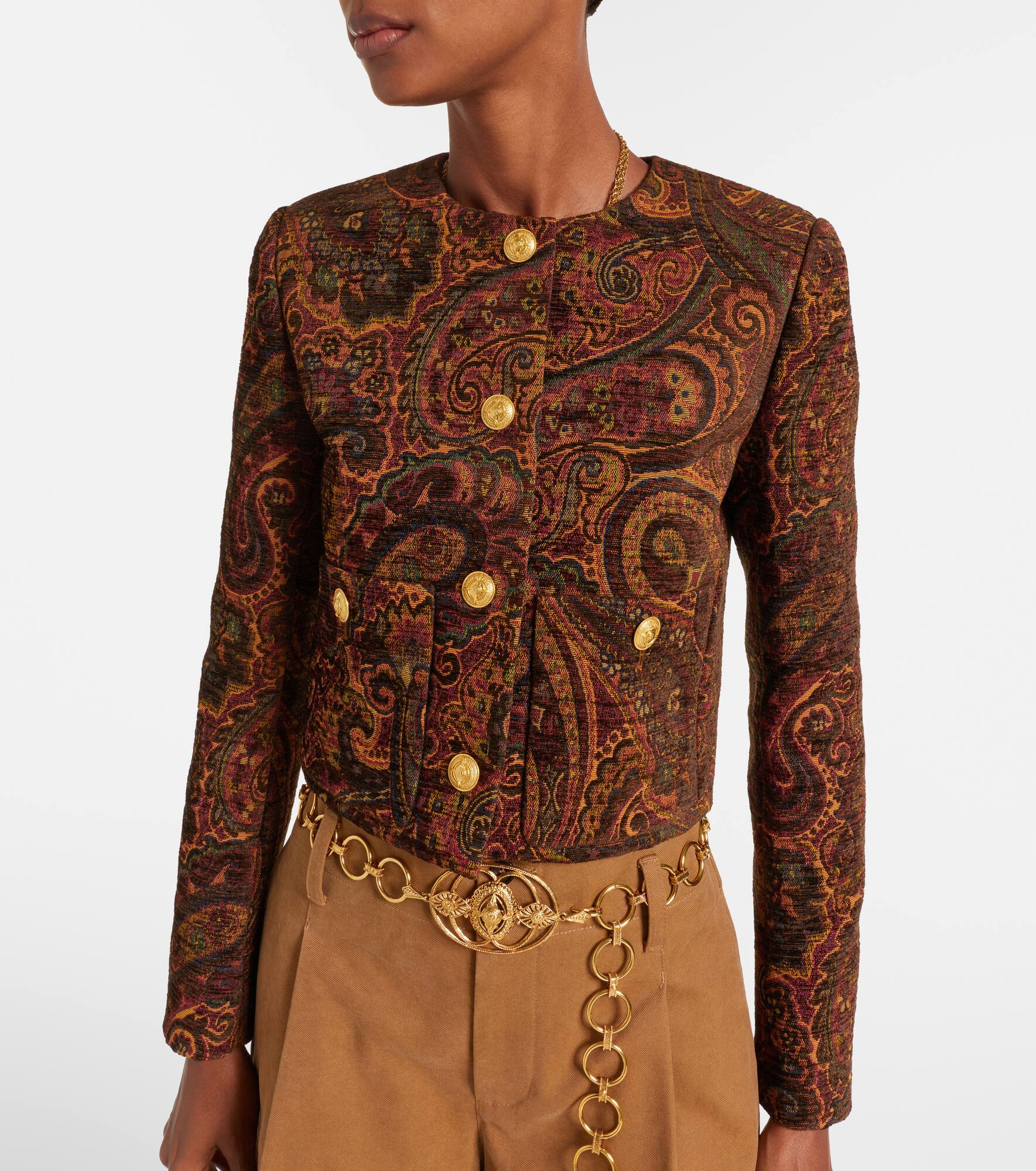 Paisley cropped jacquard jacket - 6