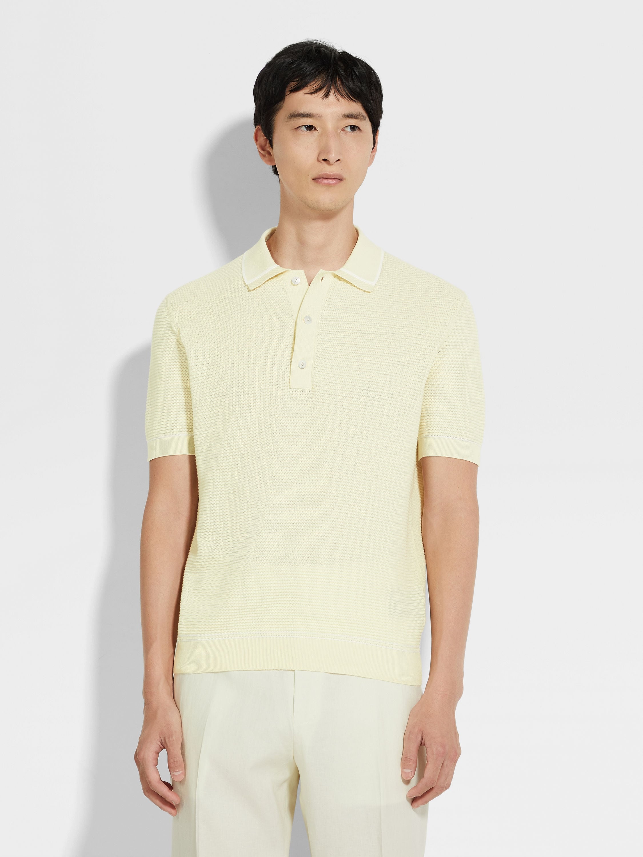 LIGHT YELLOW PREMIUM COTTON POLO SHIRT - 4