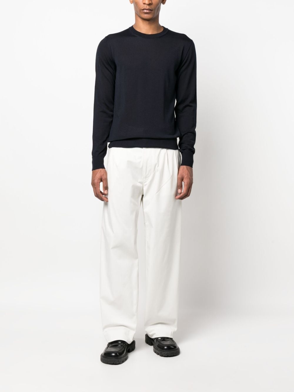 embroidered-logo wool knit sweater - 4