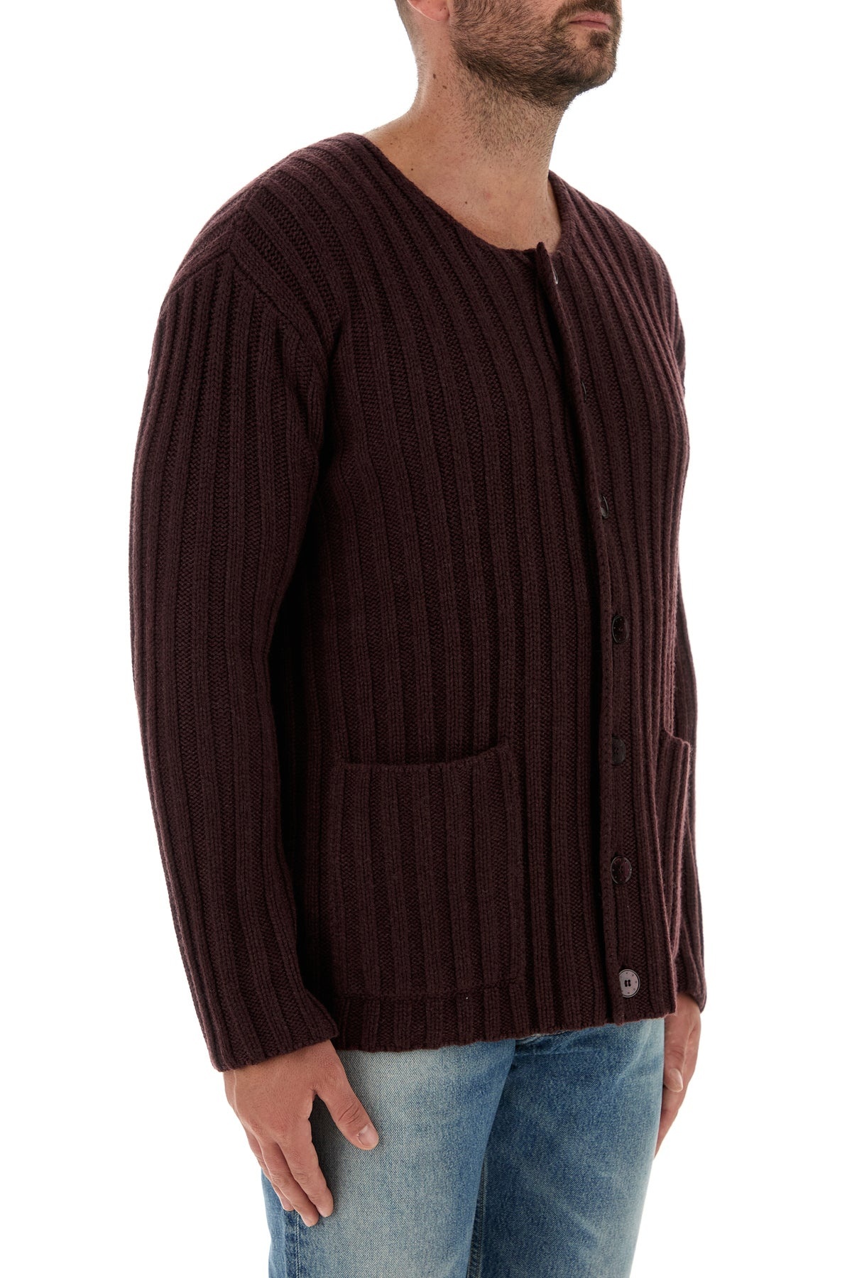 Burgundy cashmere cardigan - 3