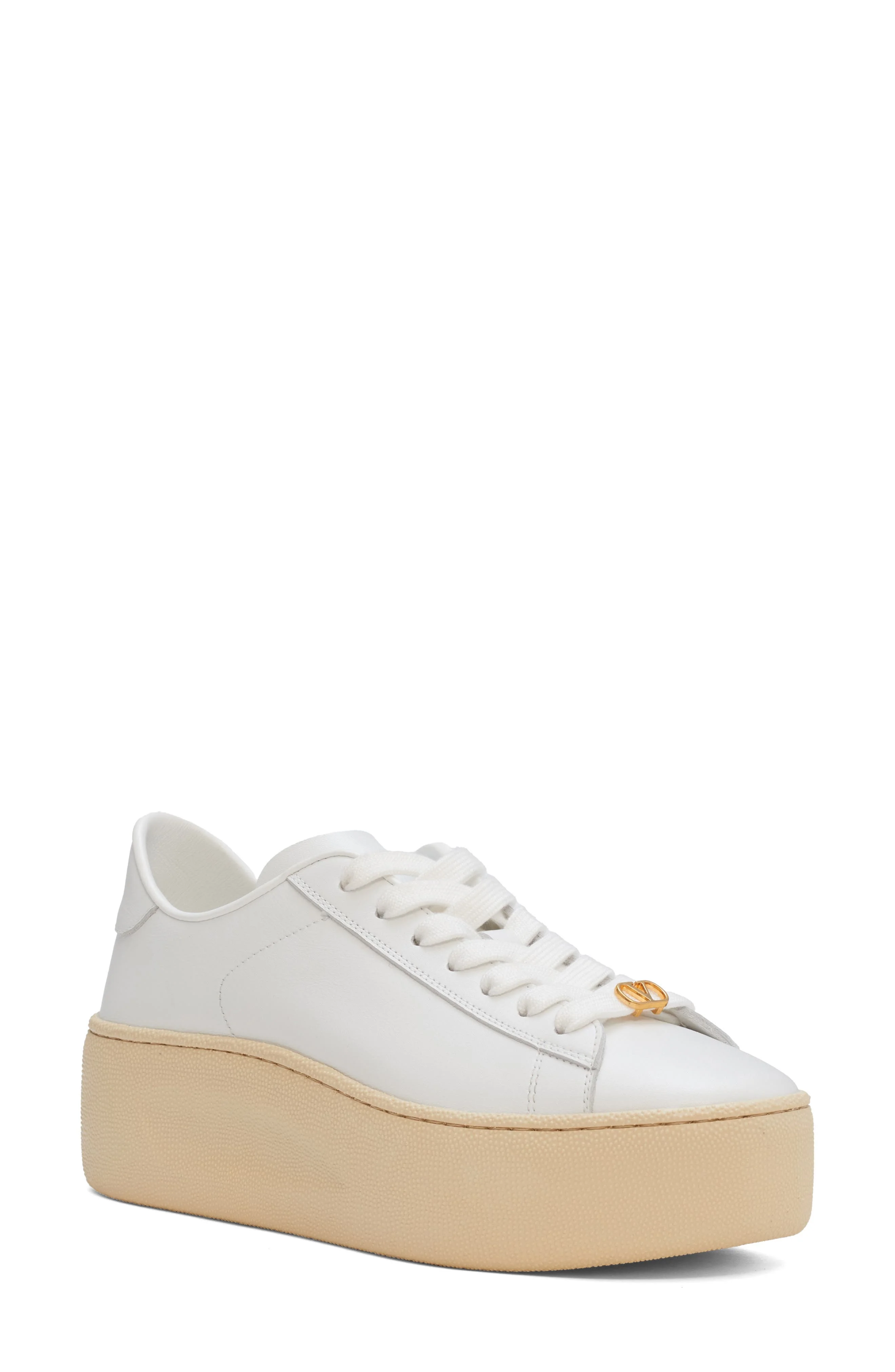 Valentino Garavani Royco Low Top Platform Sneaker in White/Green at Nordstrom - 1