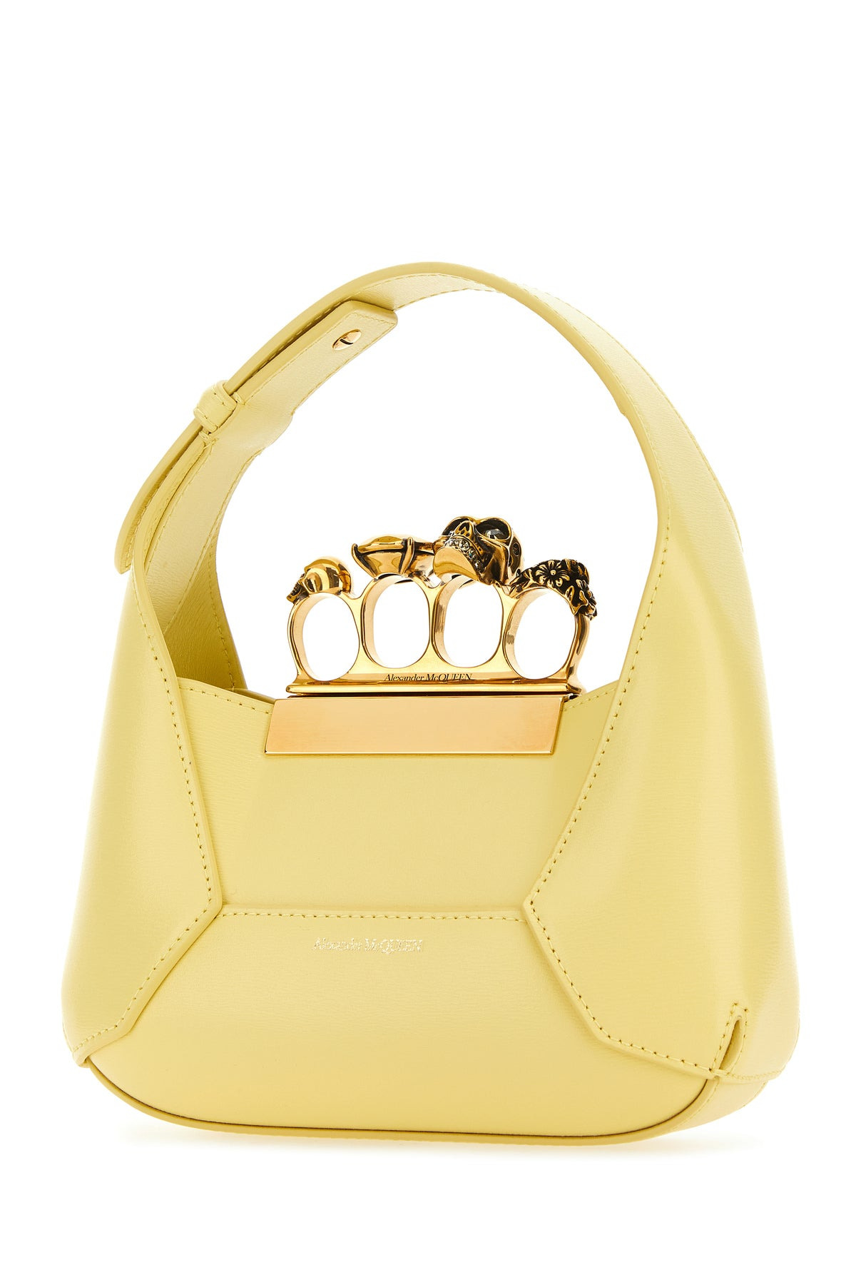 Pastel yellow leather mini Jewellered Hobo handbag - 2