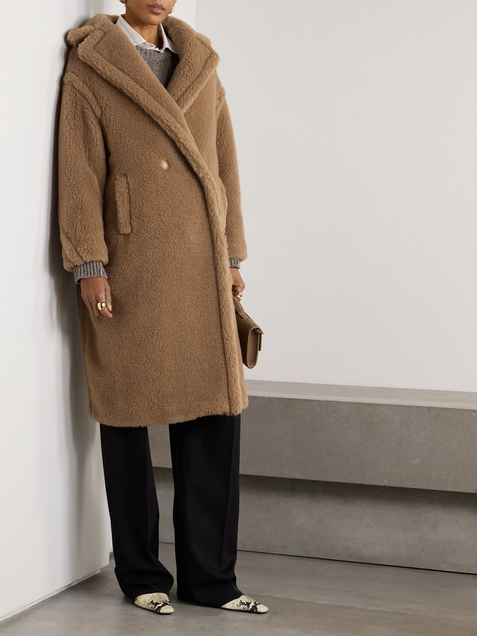 Teddy Bear Icon oversized camel hair and silk-blend coat Camel - 3