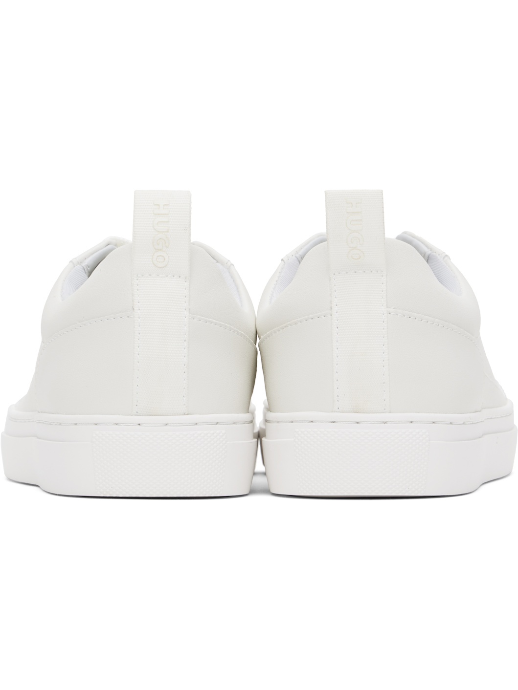 White Faux-Leather Logo Flag Sneakers - 2