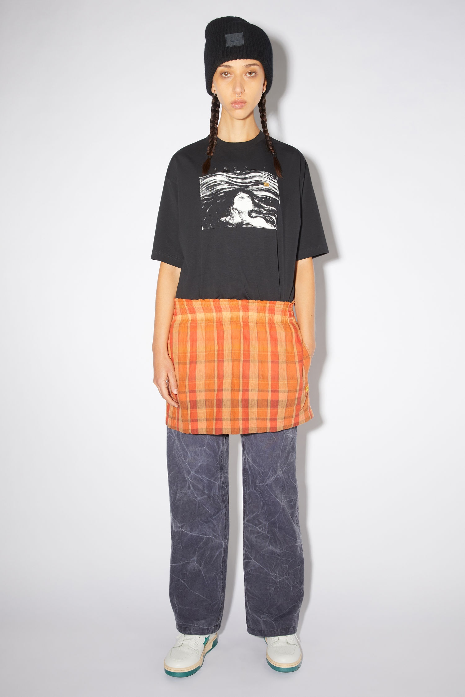 Flannel skirt - Brick red/apricot orange - 2
