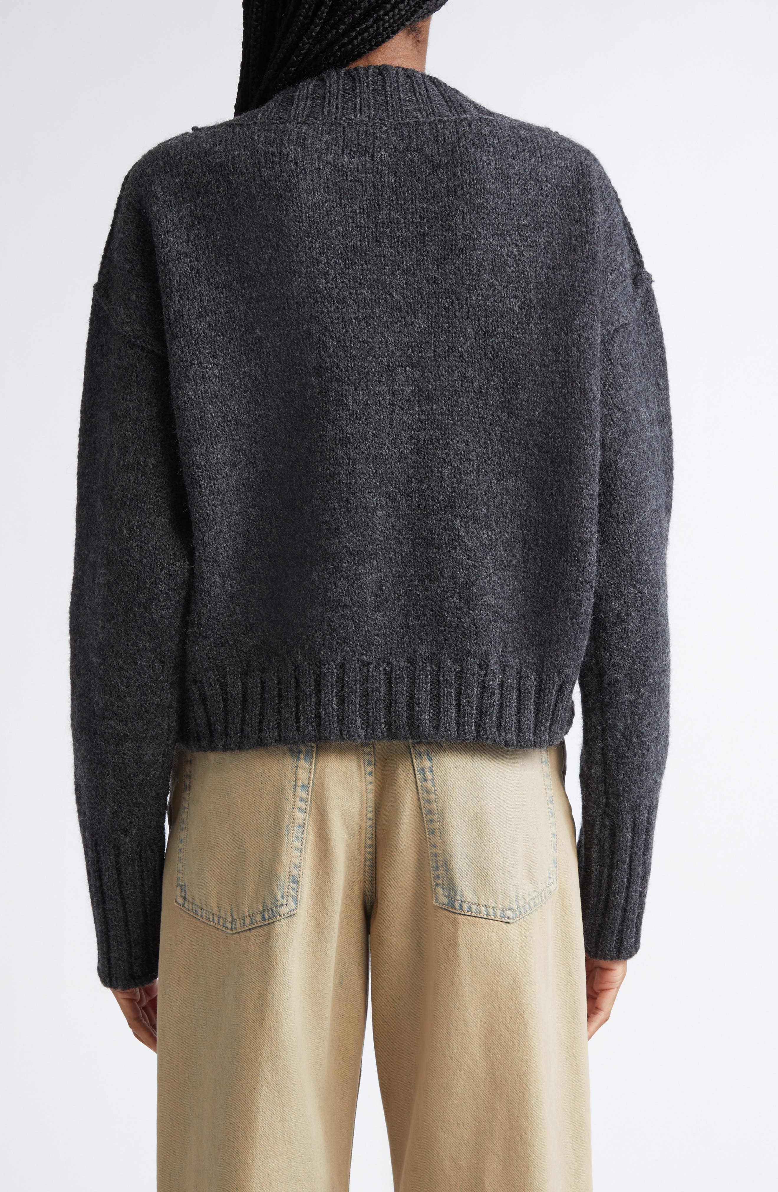 Acne Studios Krypton Wool V-Neck Cardigan in Anthracite Grey at Nordstrom - 2