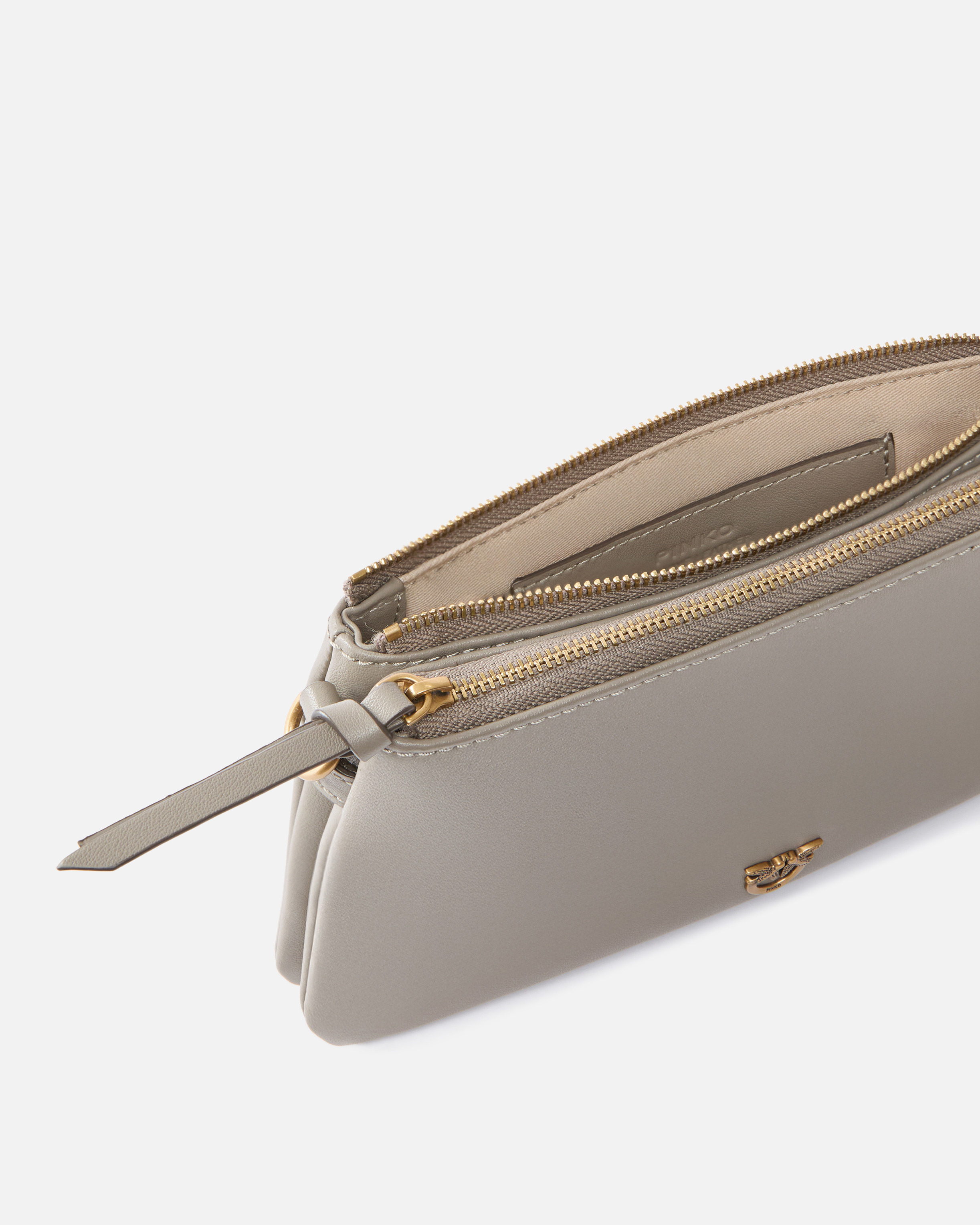 LEATHER MINI DOUBLE BAG WITH SHOULDER STRAP - 4