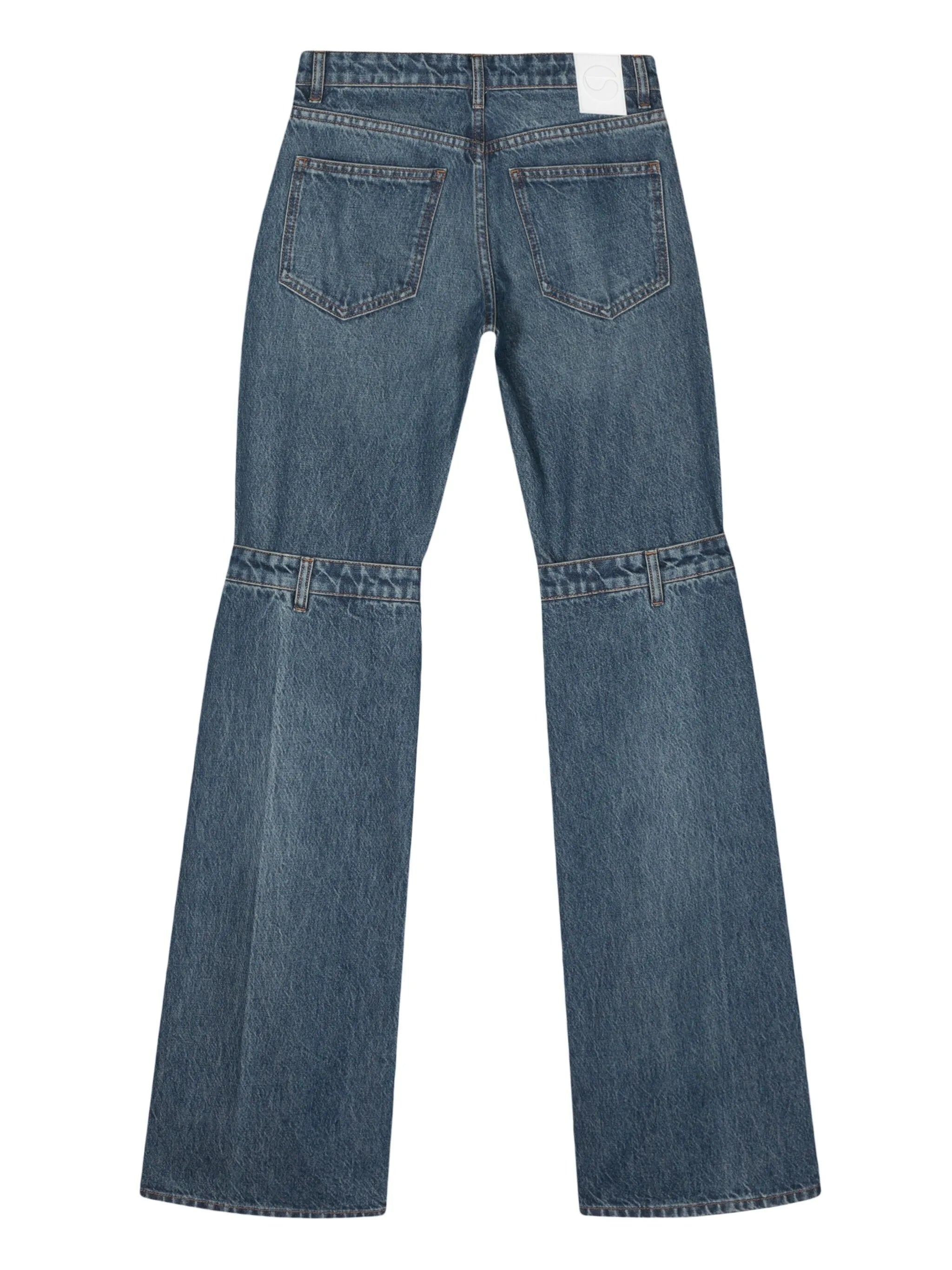 Layered-design Cotton Jeans - 2