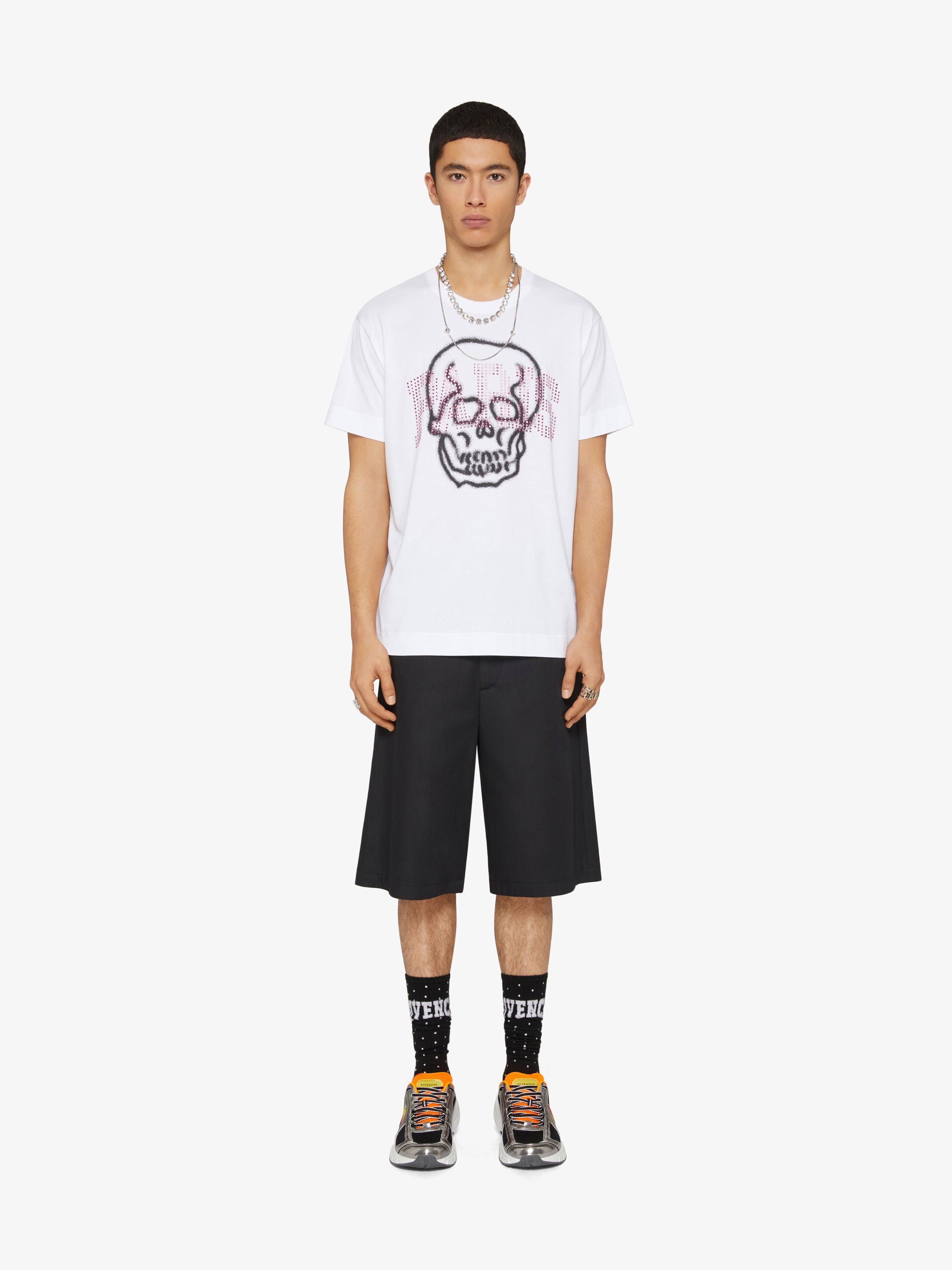 PARIS SKULL OVERSIZED T-SHIRT IN COTTON AND RHINESTONES - 2