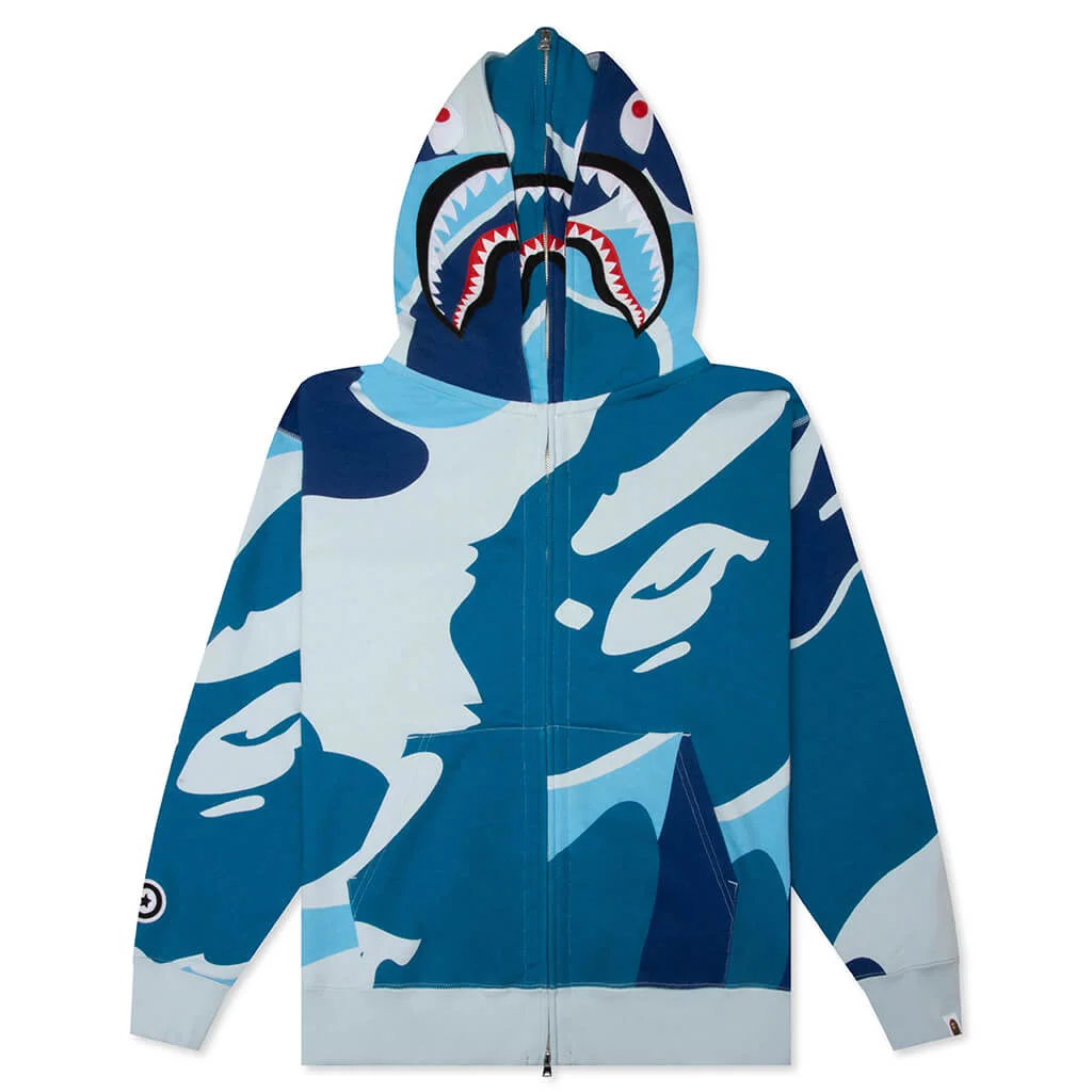 MEGA ABC CAMO DOUBLE SHARK RELAXED FIT FULL ZIP HOODIE - BLUE - 1