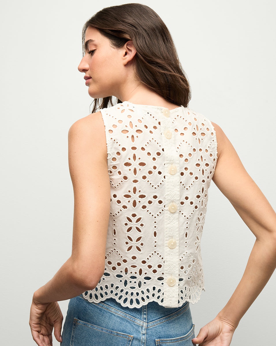 ADELYN COTTON EYELET TANK - 5
