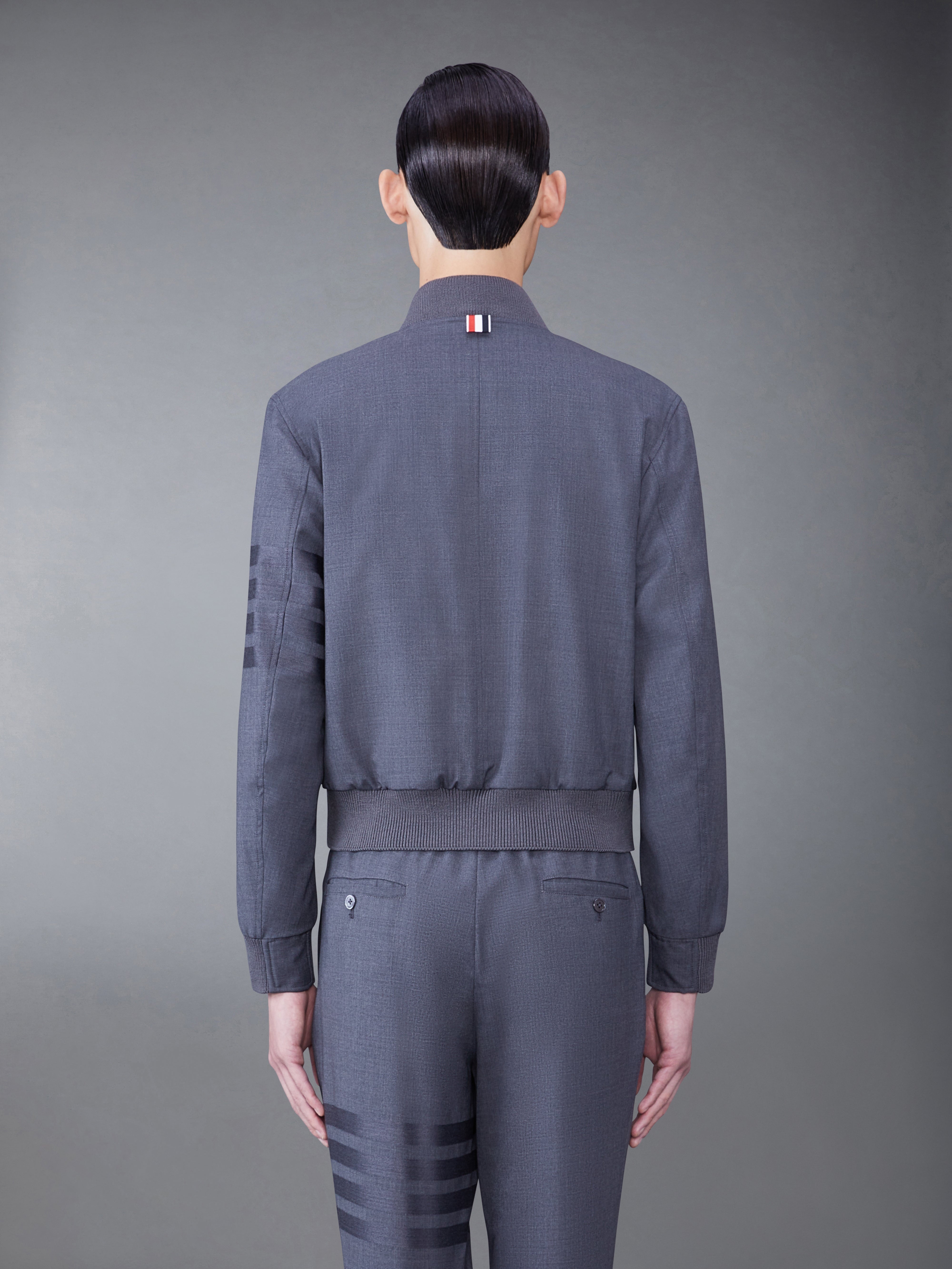 PLAIN WEAVE SUITING 4-BAR BLOUSON JACKET - 2