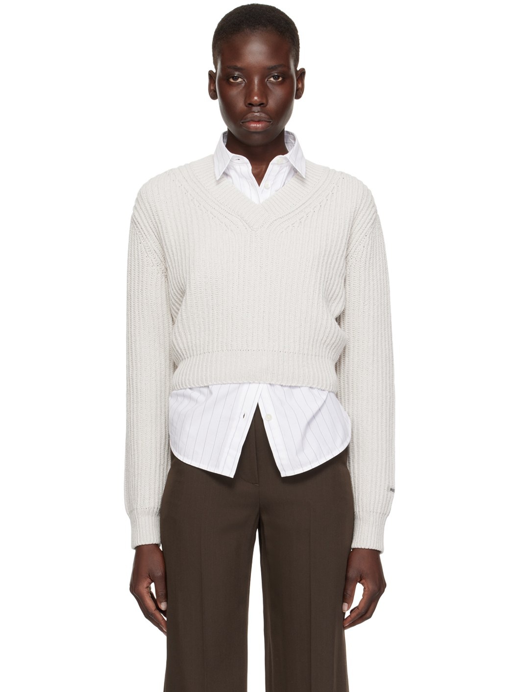 Off-White V-Neck Sweater - 1
