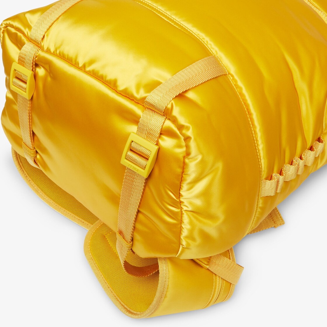 Rolltop backpack in yellow nylon, decorated with enameled tone on tone Baguette buckle. Button and h - 5