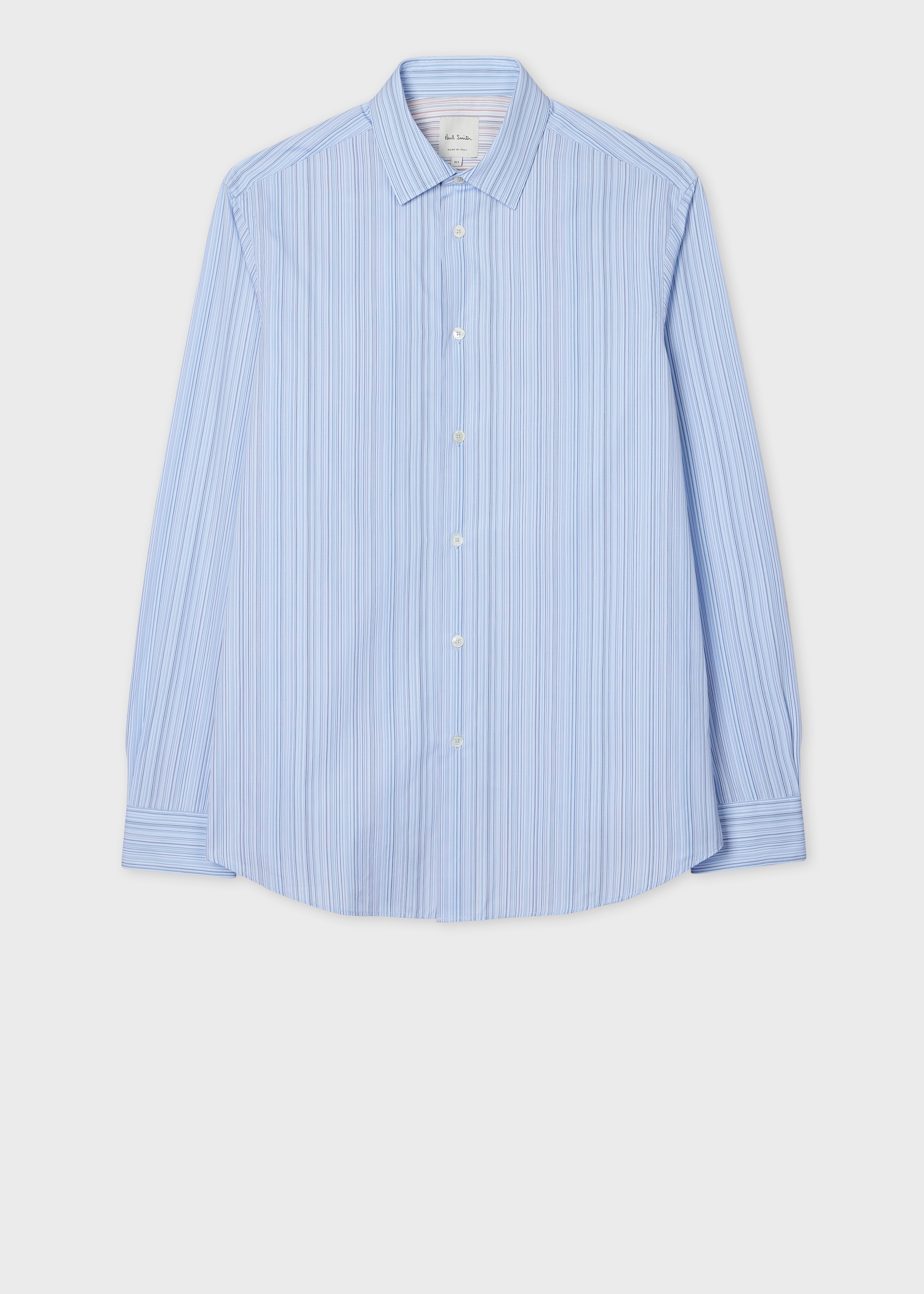 Tailored-Fit Blue Subtle Stripe Cotton Shirt - 1