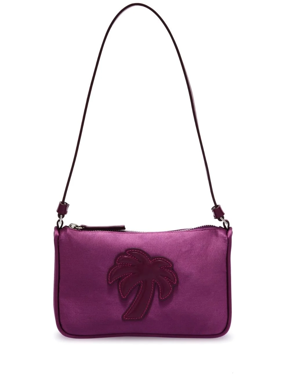 Palm-motif satin shoulder bag - 1