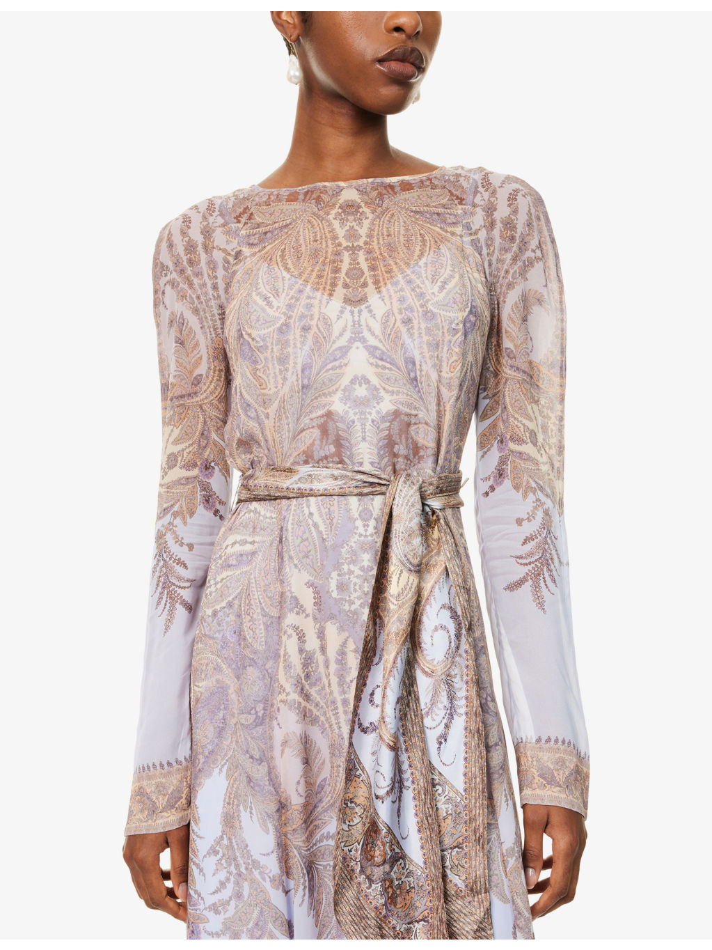 Sheath Printed Chiffon maxi Dress - 5