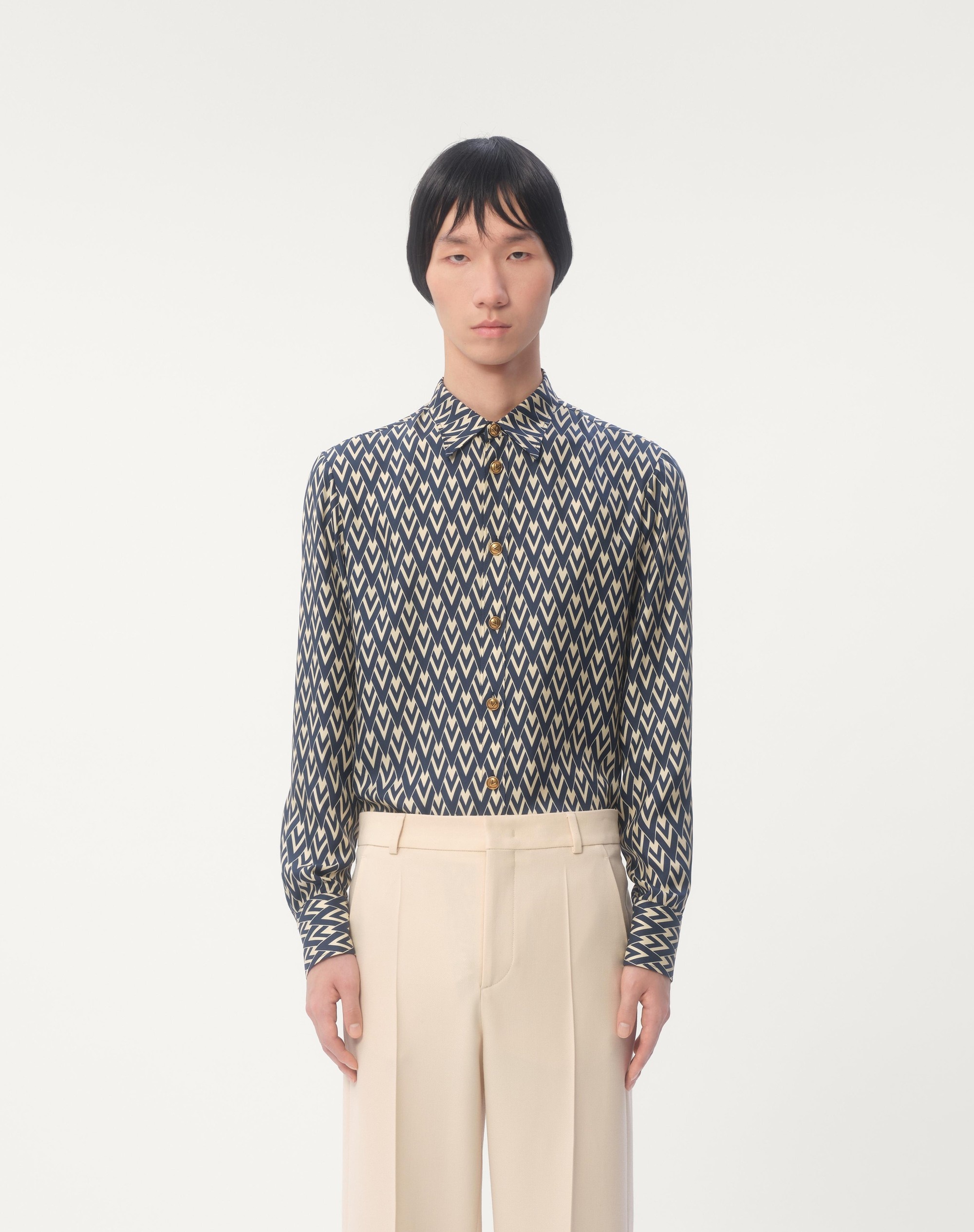 SILK TWILL SHIRT WITH TOUTE LA V PRINT - 5