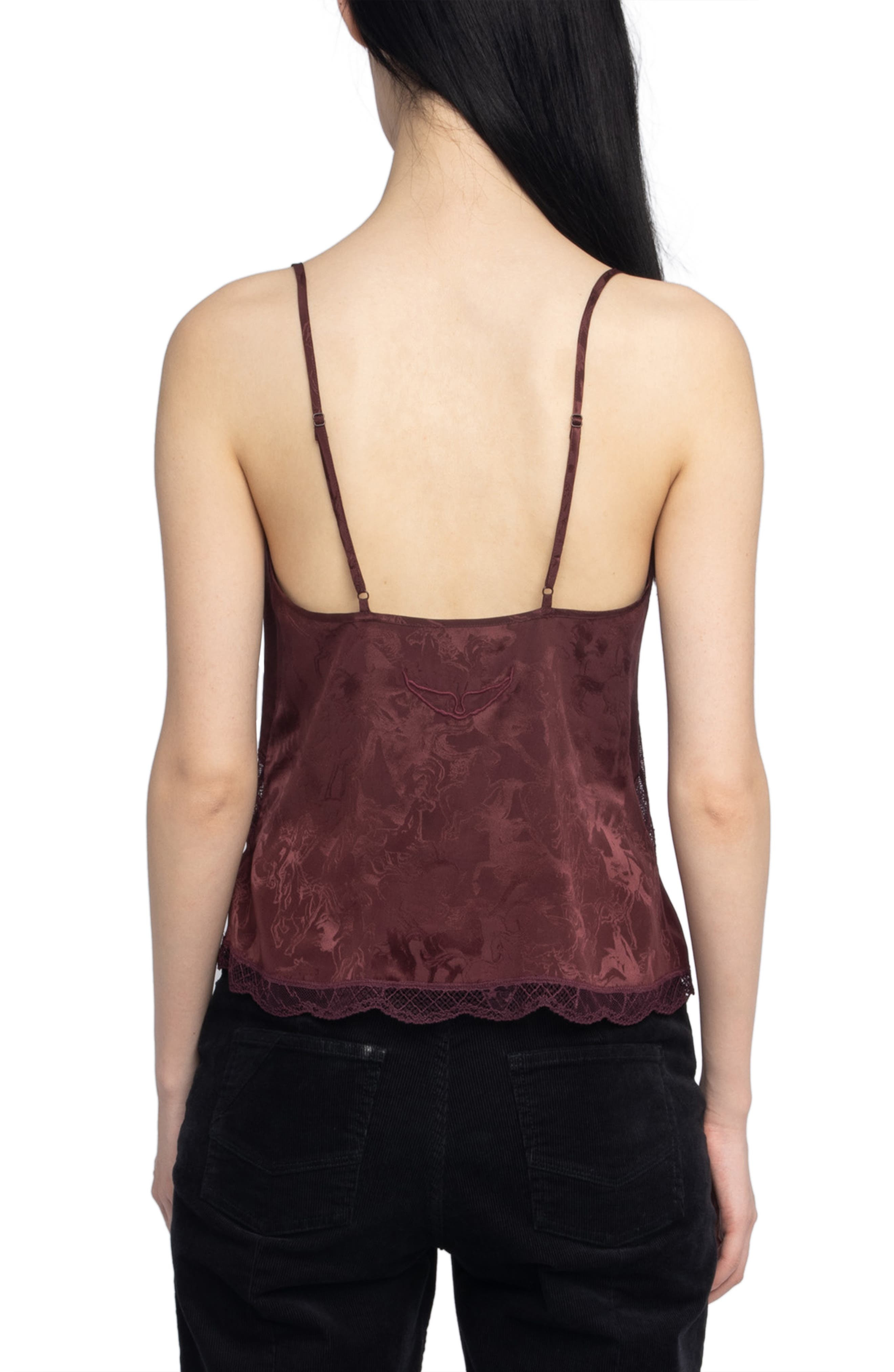 Zadig & Voltaire Cishi Silk Jacquard Camisole in Burgundy at Nordstrom - 2