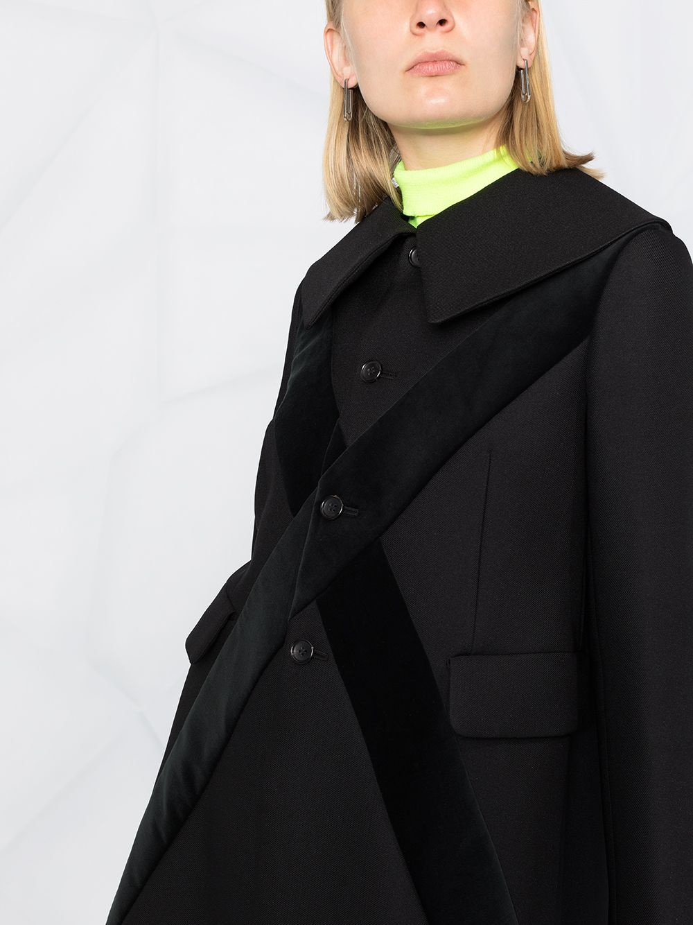 contrast cross pea coat - 5