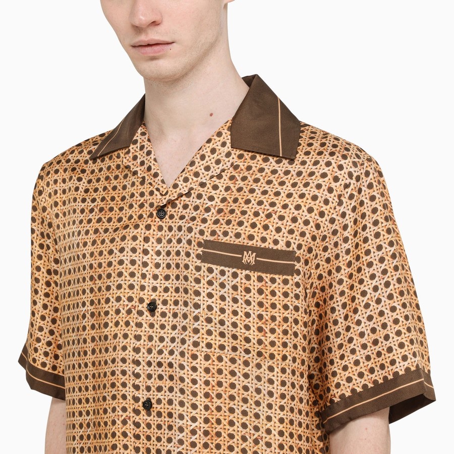 Brown printed silk shirt - 4