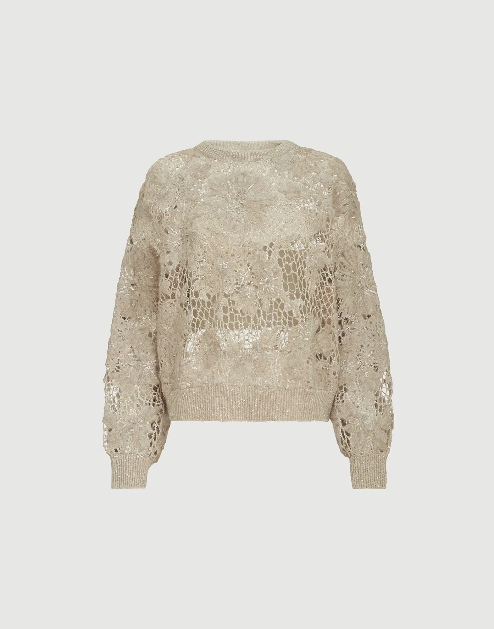 Whispering bloom embroidery sweater in sparkling mohair and wool - 1
