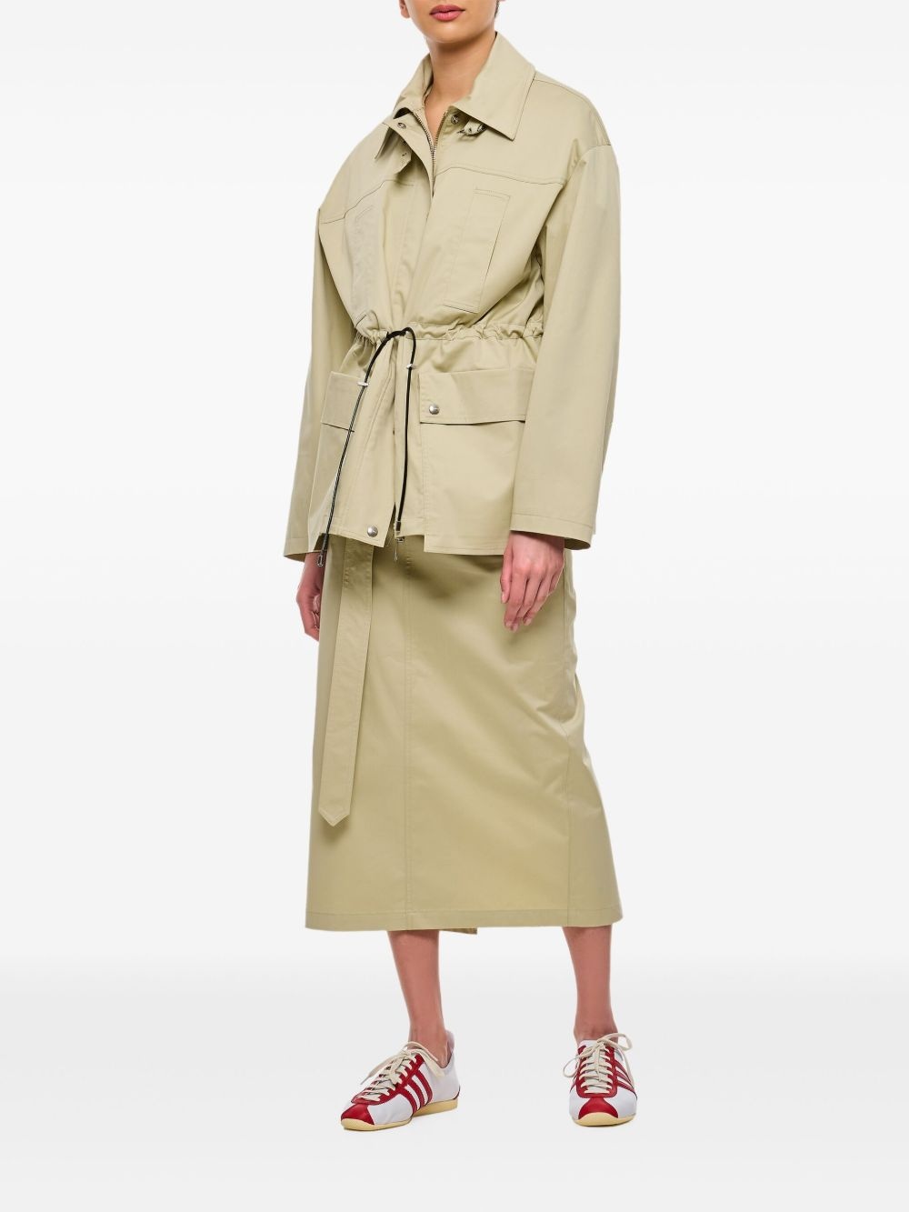 drawstring-waist parka jacket - 2