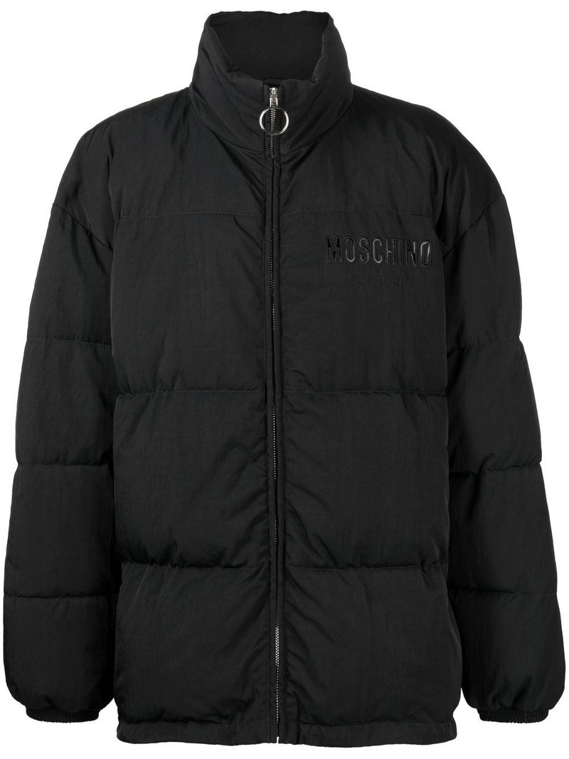 logo-print padded coat 1