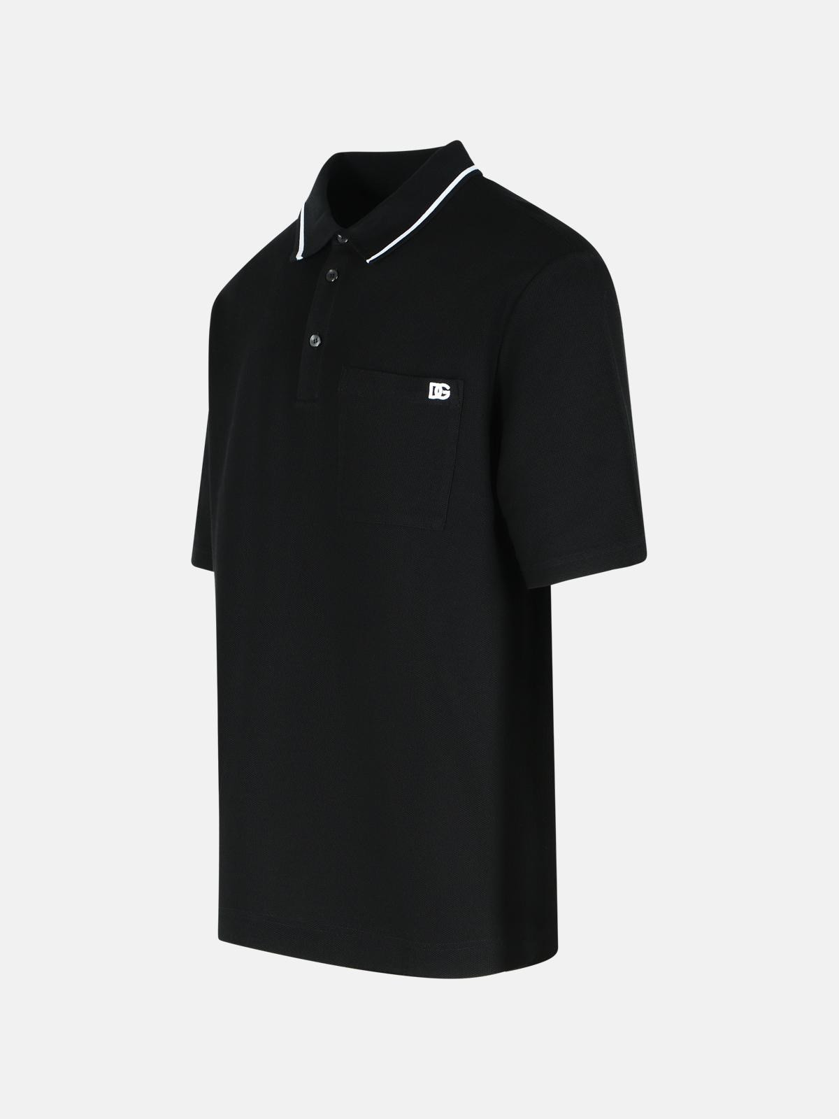 BLACK COTTON POLO SHIRT - 2