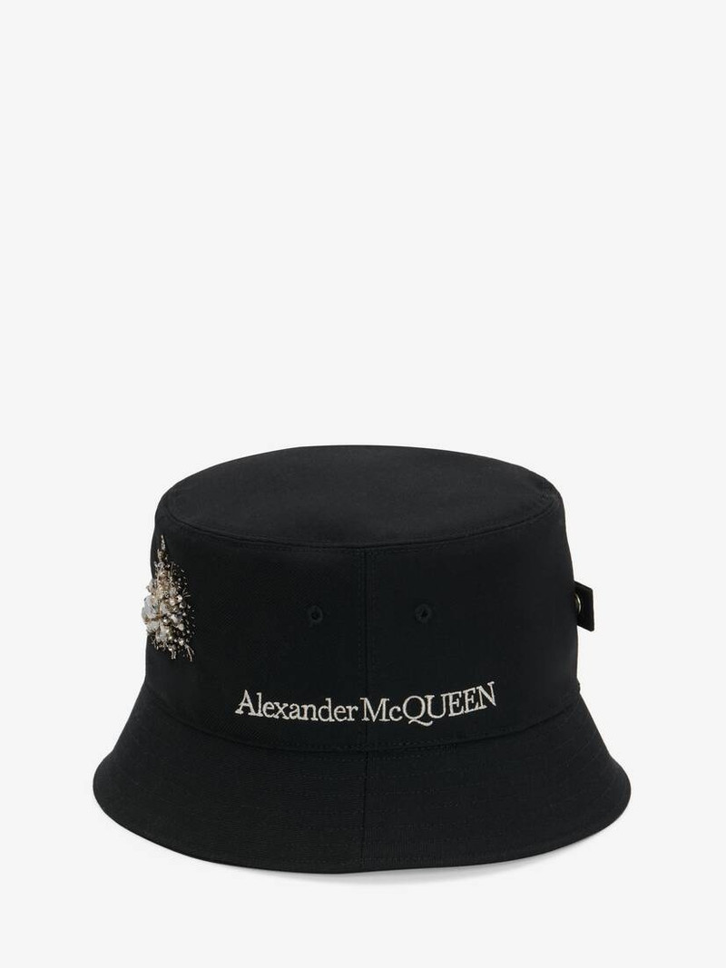 Alexander McQueen Men's Astral Jewel Embroidery Bucket Hat in Black outlook