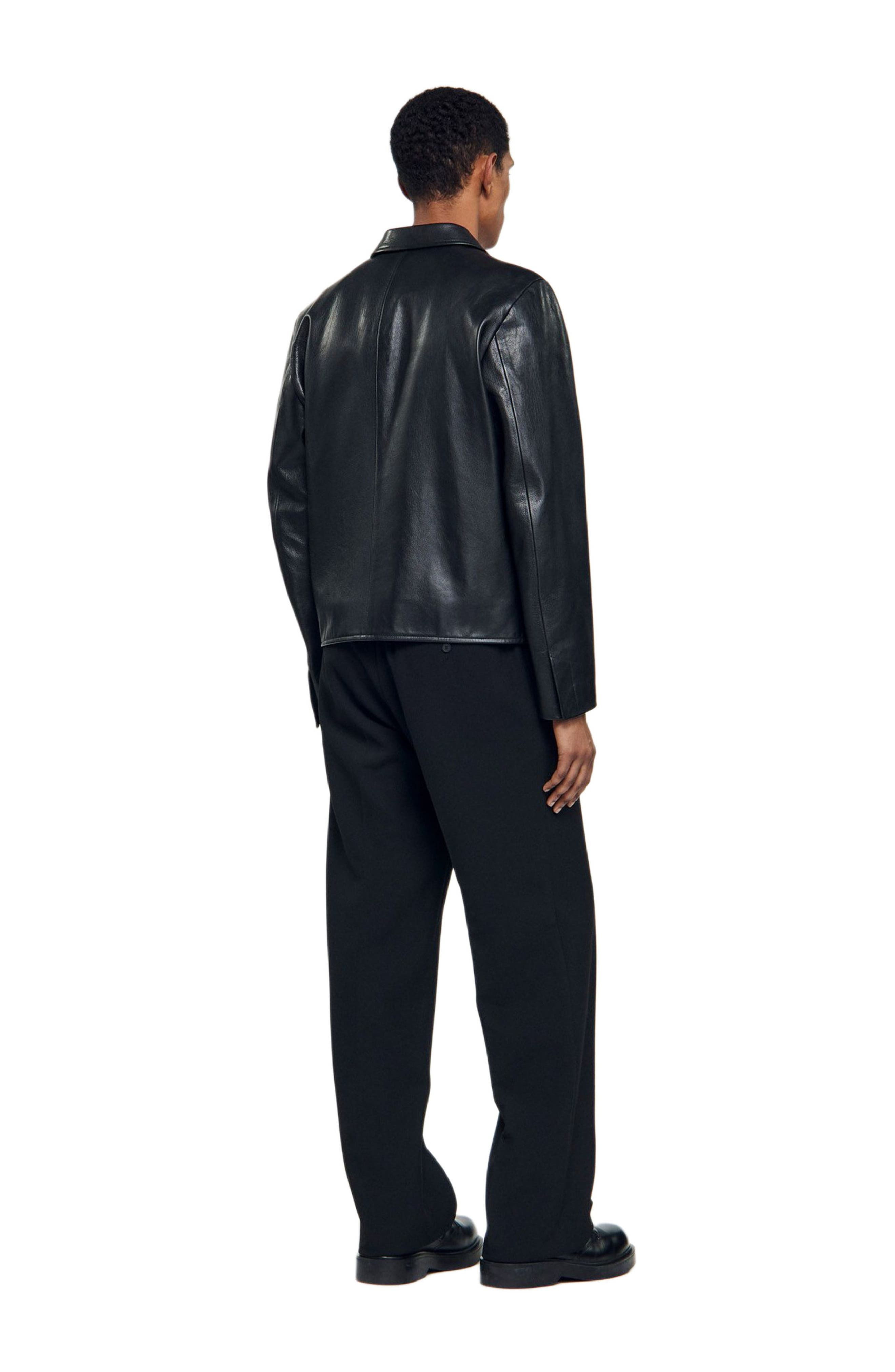 SANDRO Zip-up leather jacket in Black at Nordstrom - 2