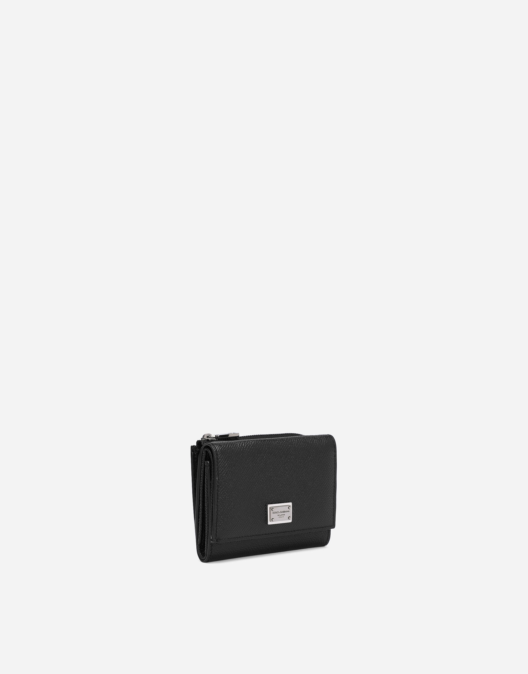Calfskin French-flap wallet with logo tag - 2