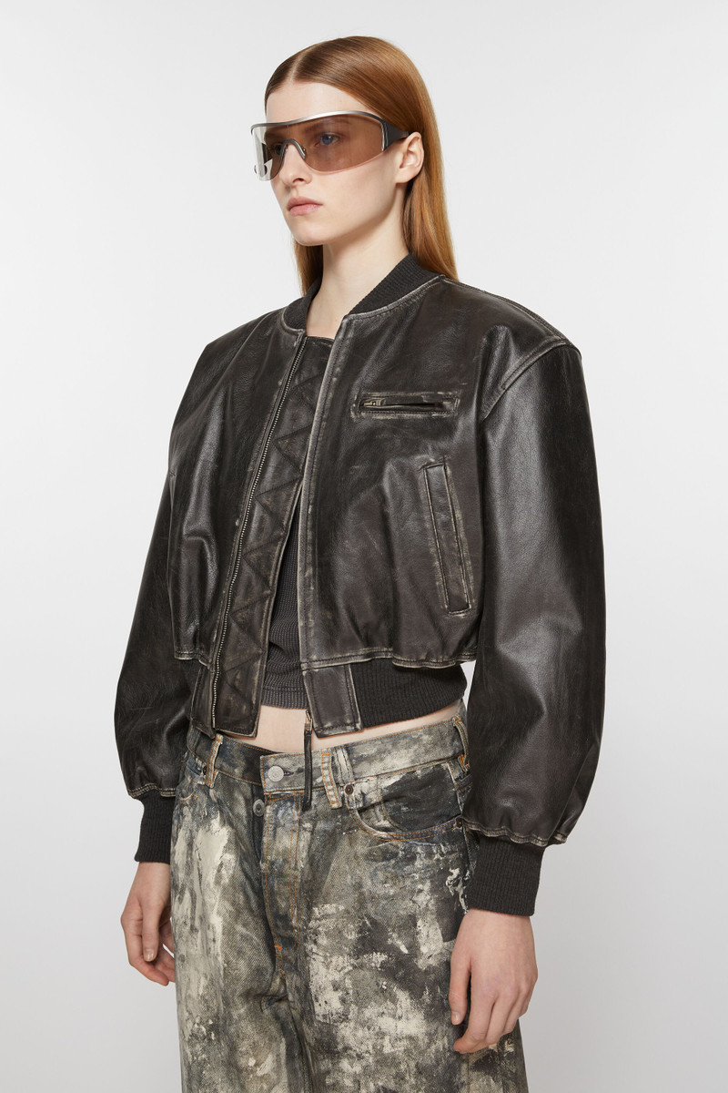 Leather bomber jacket - Black 3
