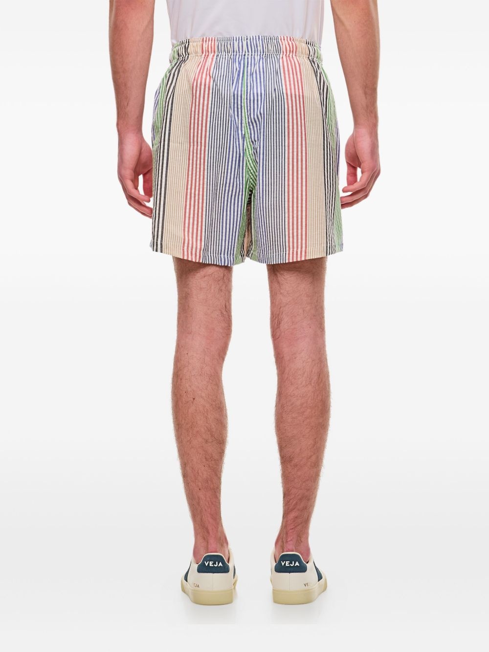 striped-pattern seersucker-texture shorts - 3