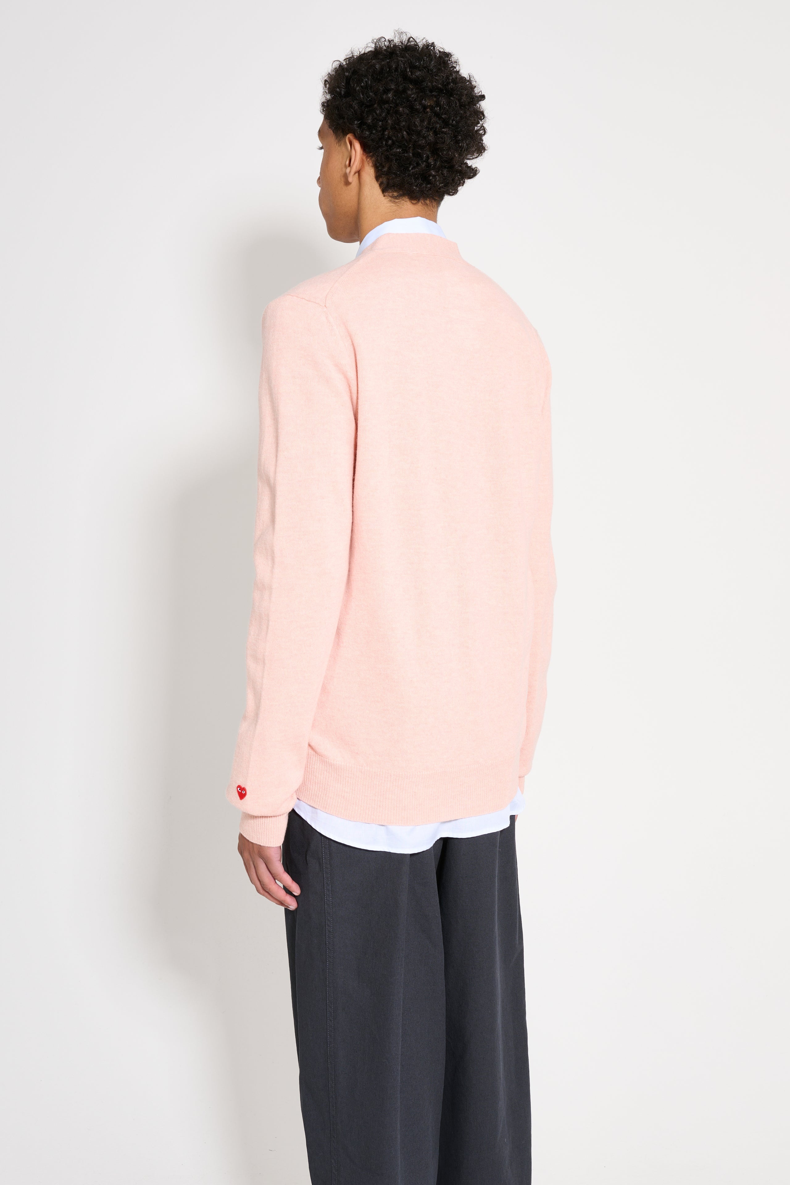 COMME DES GARÇONS PLAY KNIT CARDIGAN LIGHT PINK - 3