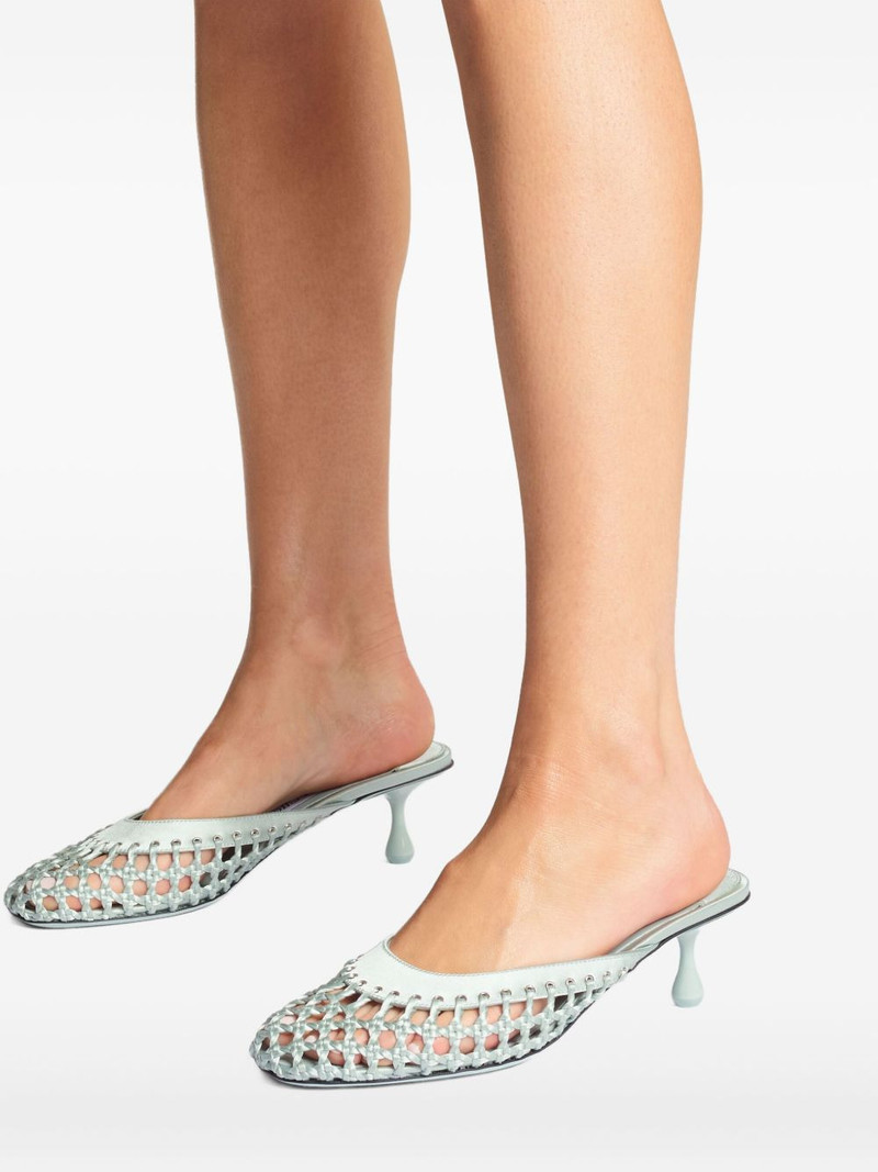 50mm Pixie woven leather studded mules 5
