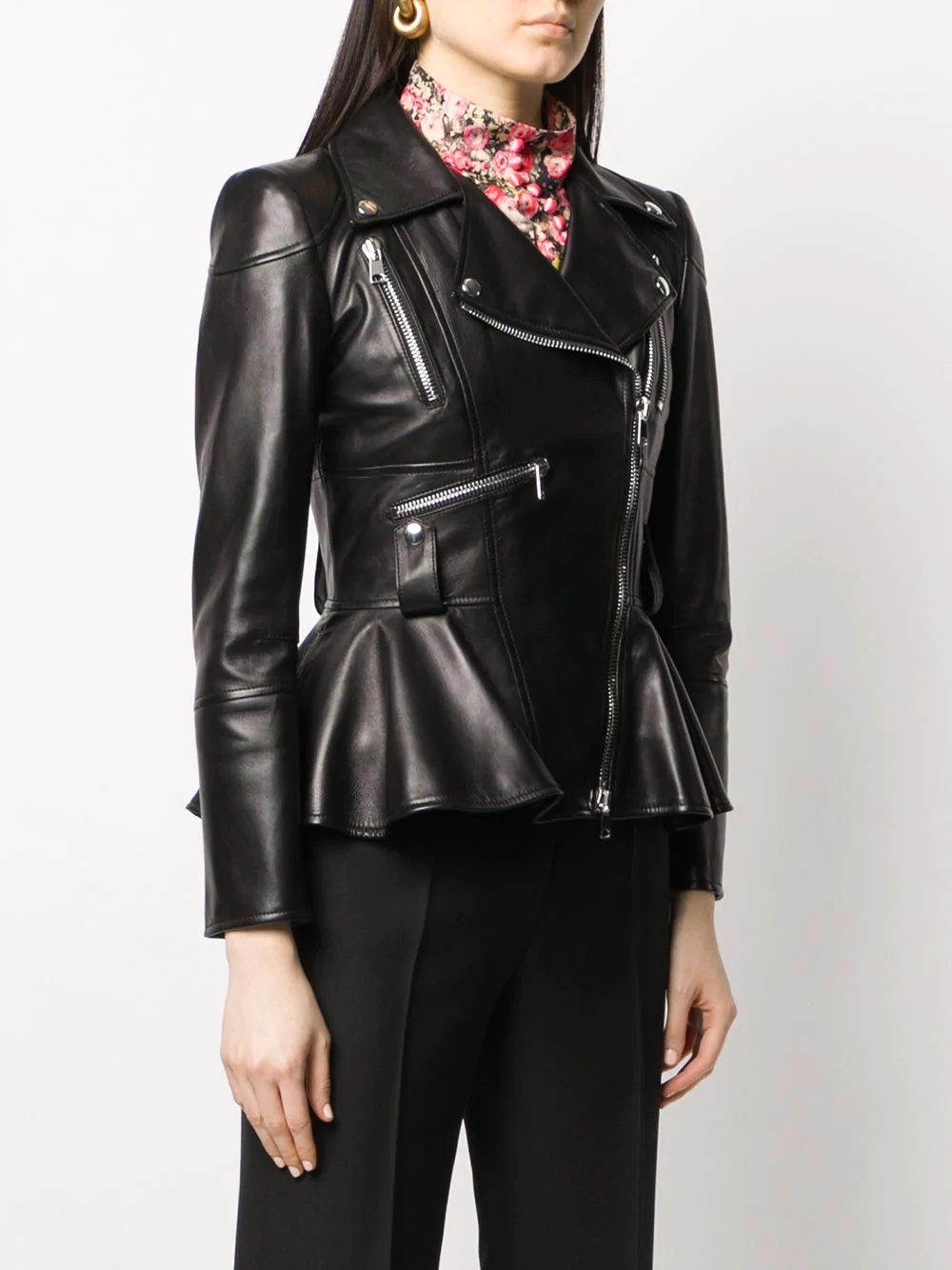 peplum hem biker jacket - 3