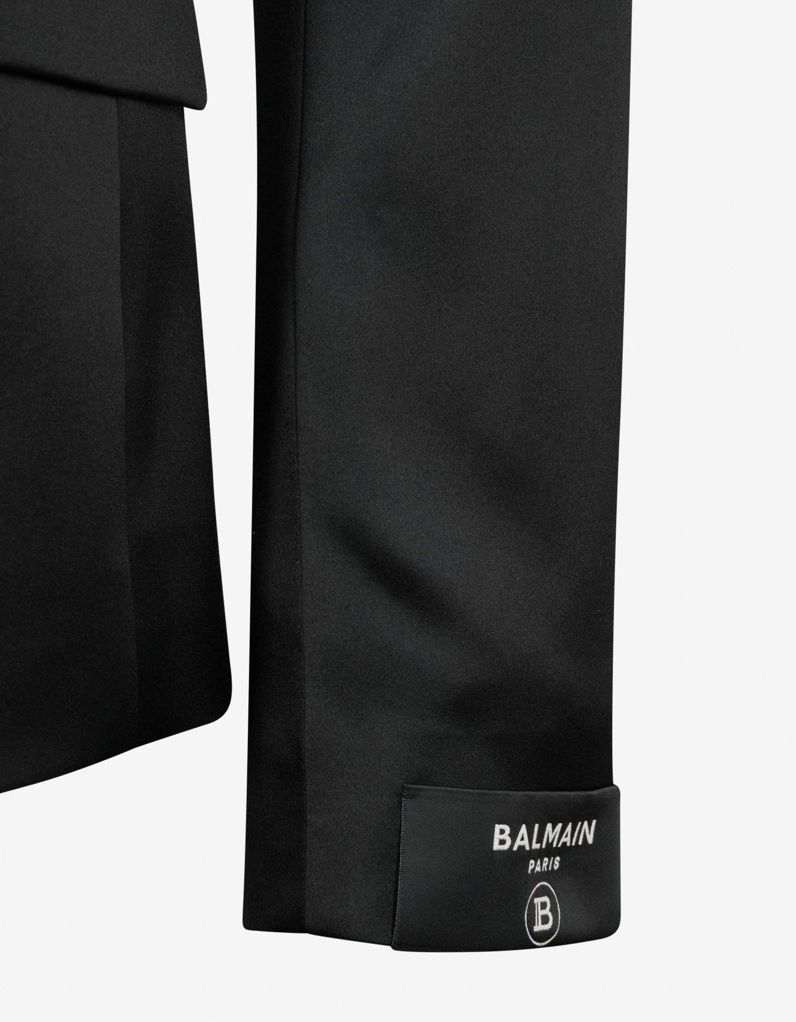 Balmain Black Double-Breasted Silk Blazer - 8