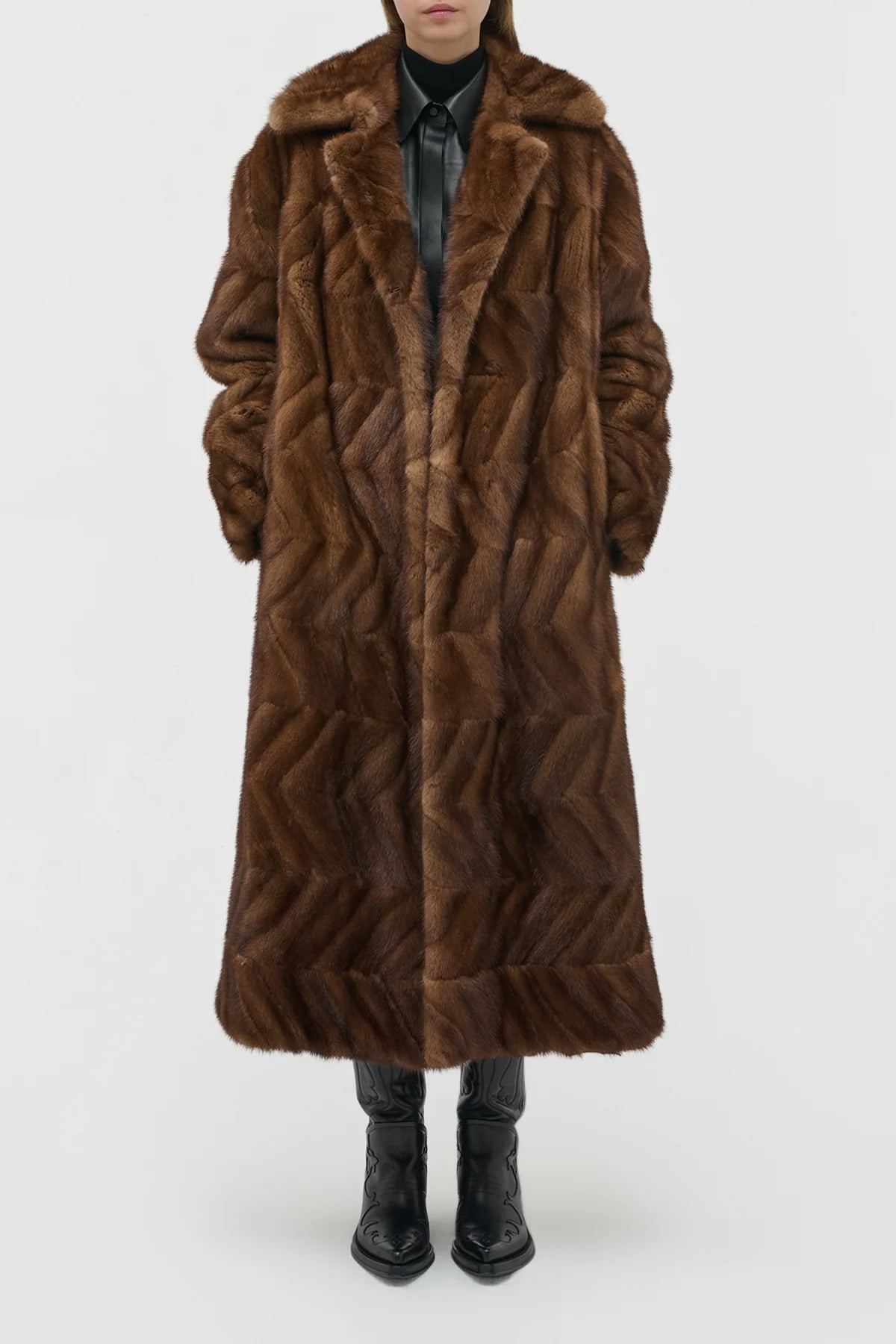 Andal Coat in Mahogany Recycled Mink Fur - 2