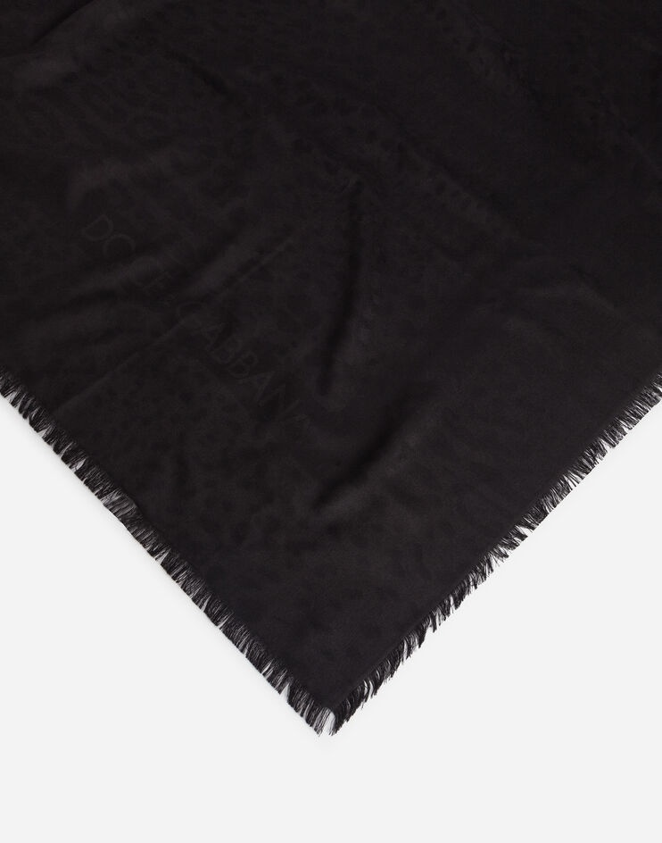 Foulard in wool and leopard print silk jacquard: 140 x 140cm- 55 x 55 inches - 2