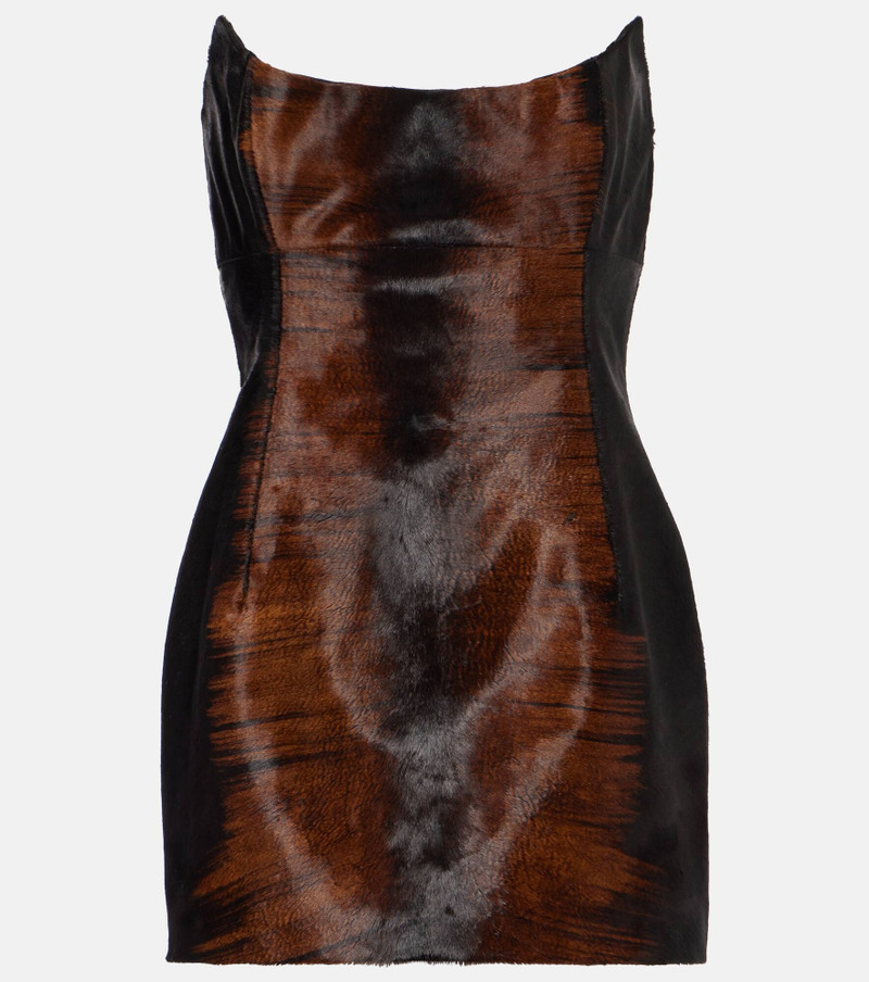 Printed calf hair minidress - 1