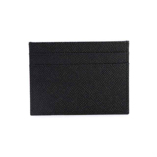 Black leather card holder with gold logo plaque - 2