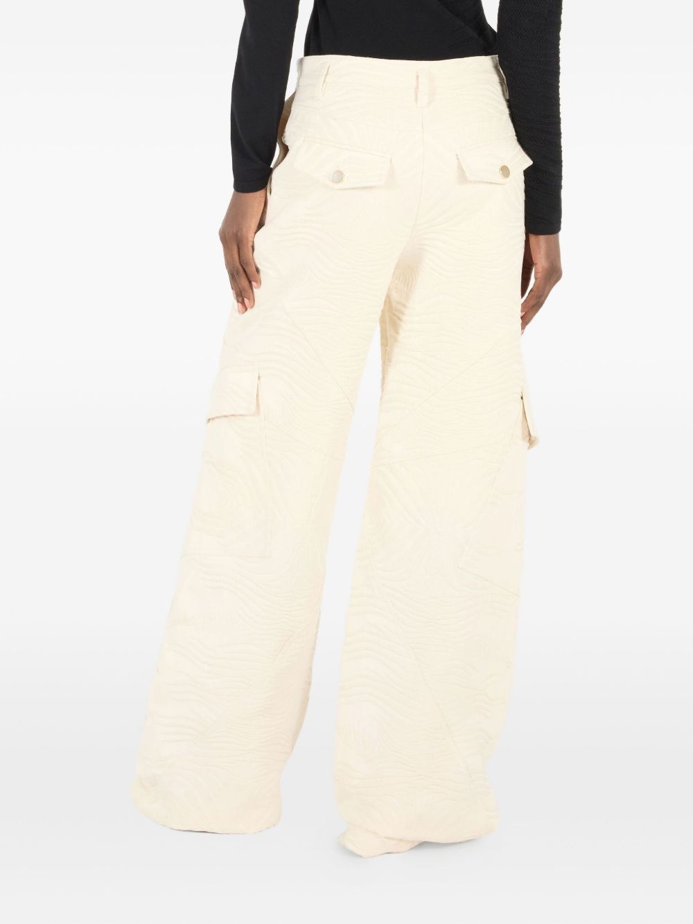 zebra-jacquard cargo trousers - 4
