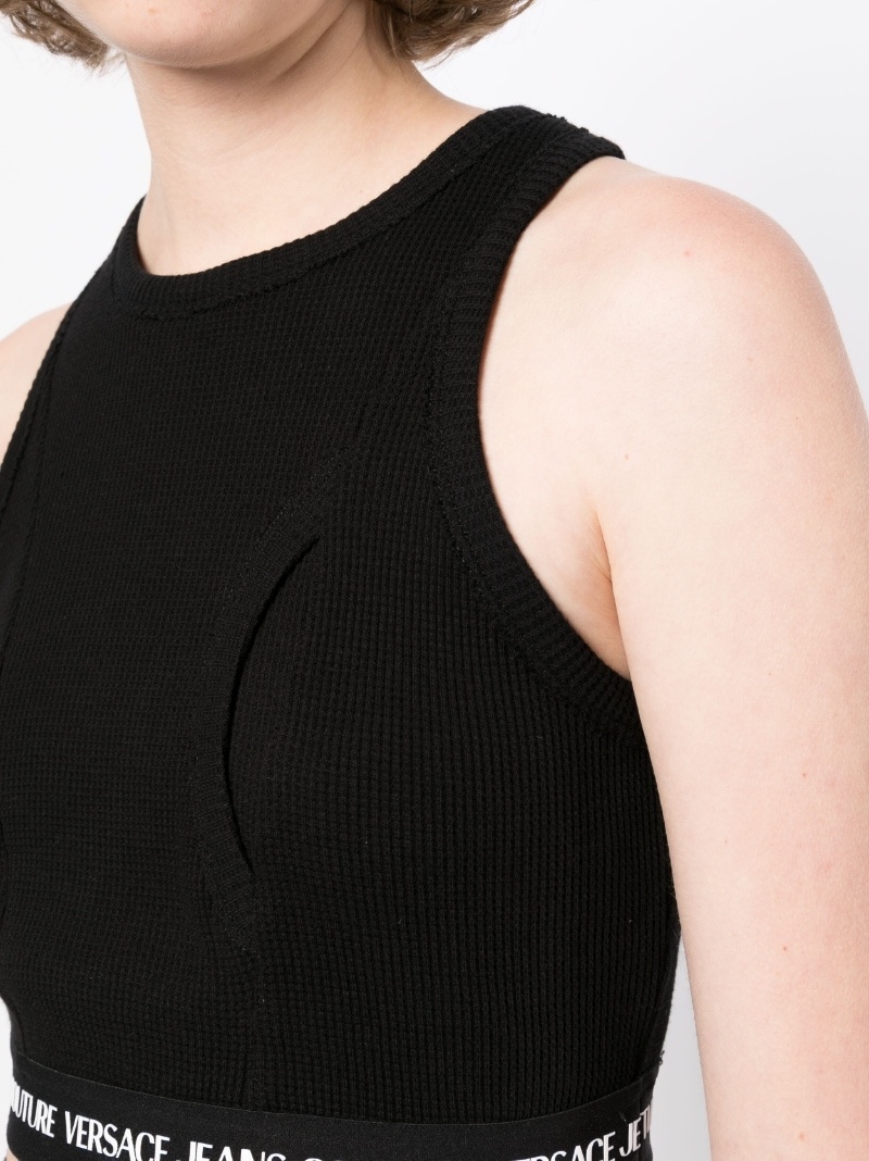 ribbed logo-underband cropped top - 7