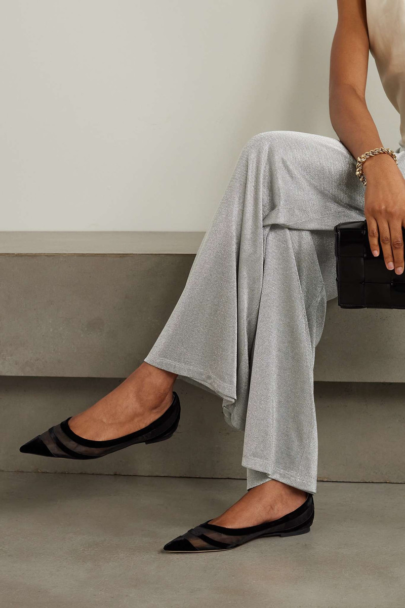 JIMMY CHOO Love flocked mesh ballet flats outlook