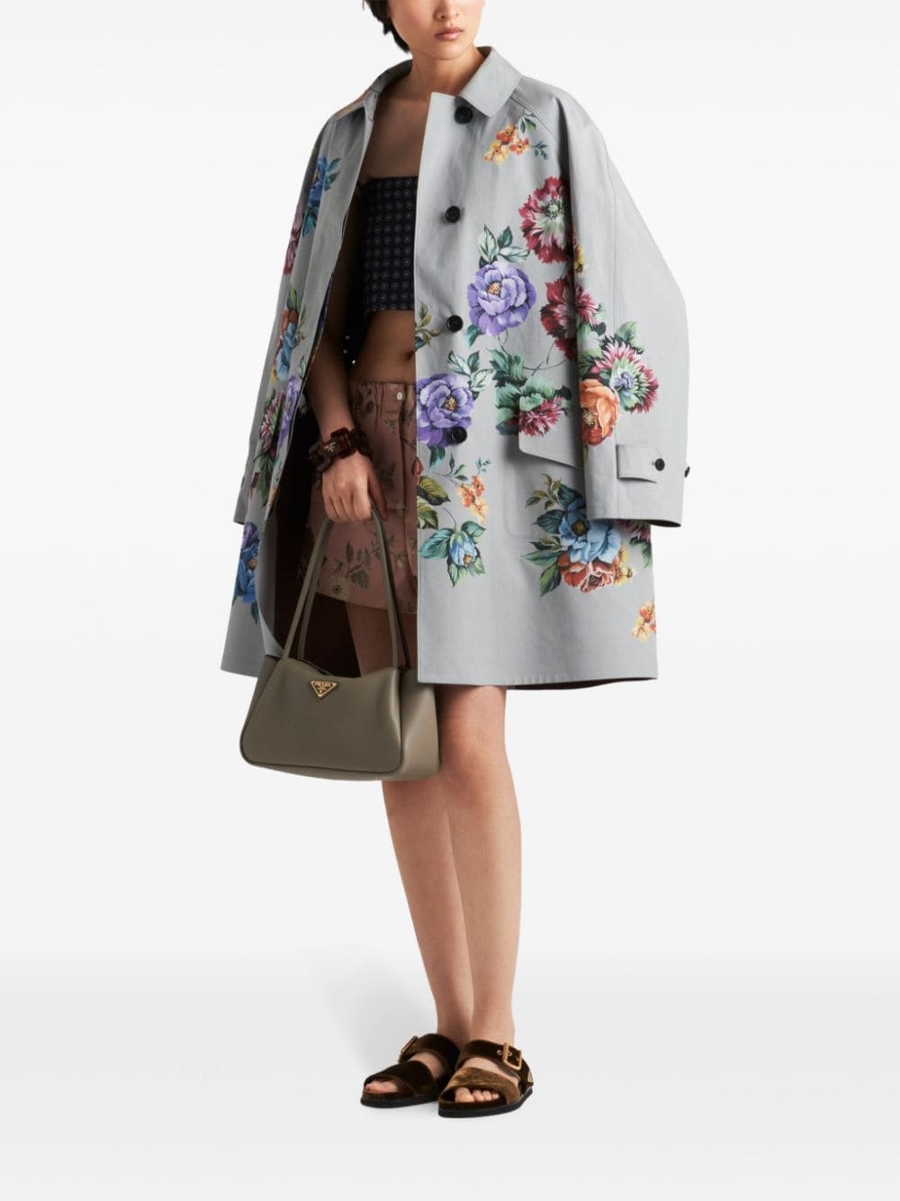 【関税＆送料込み】Prada Floral-Print Single-Breasted Coat Prada floral-print single-breasted coat | farfetch | REVERSIBLE