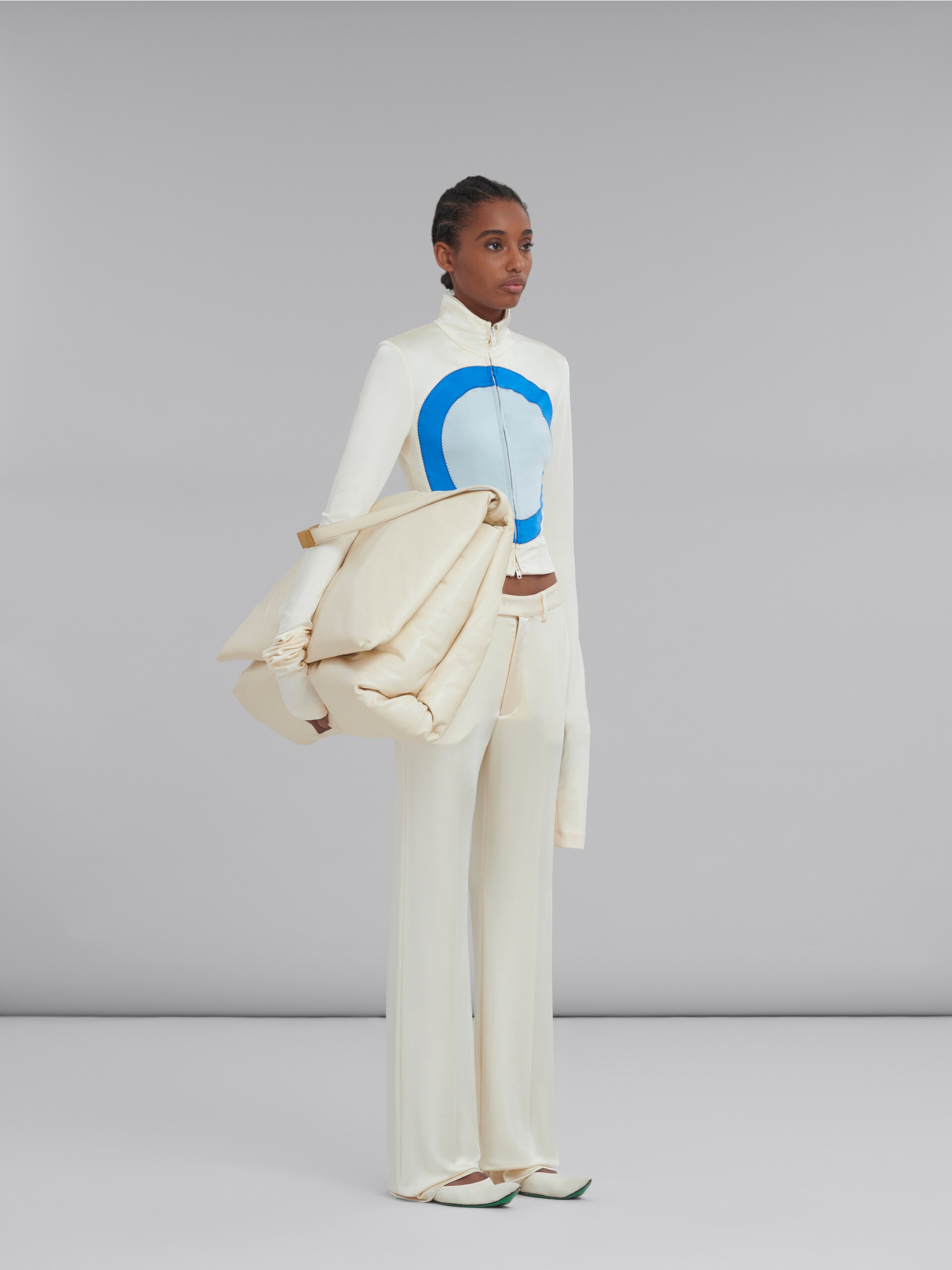 WHITE STRETCH JERSEY TROUSERS - 5