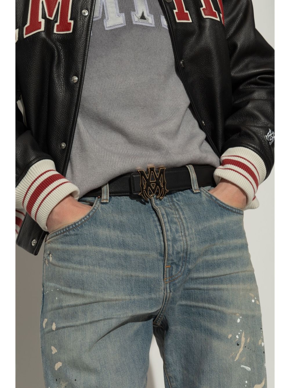 logo-buckle leather belt - 2