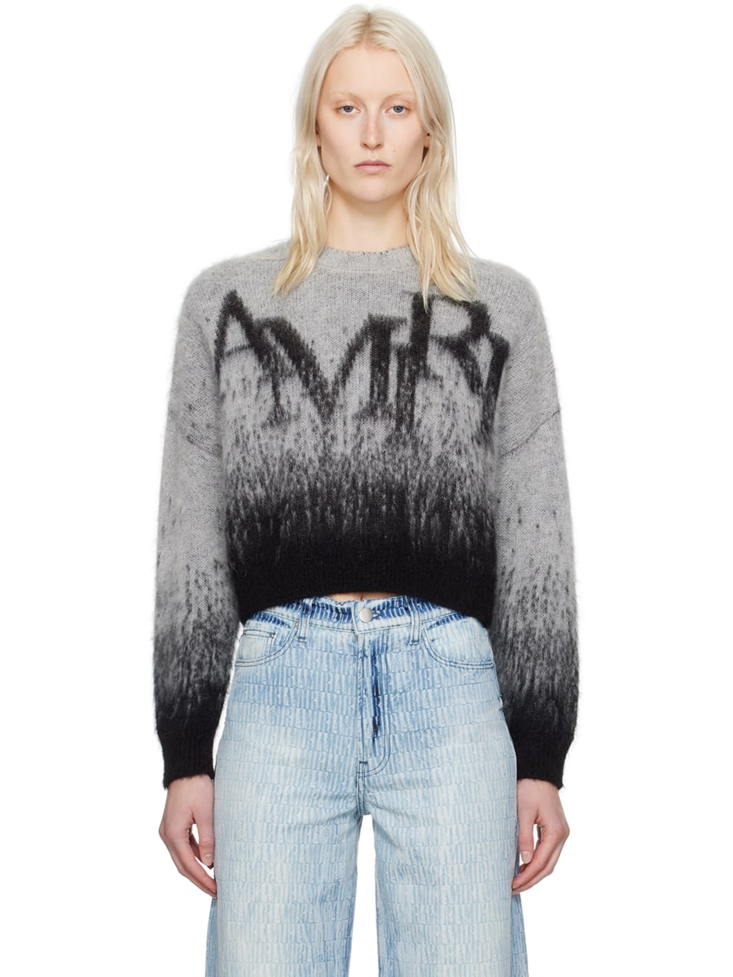 Gray Staggered Ombre Sweater - 1